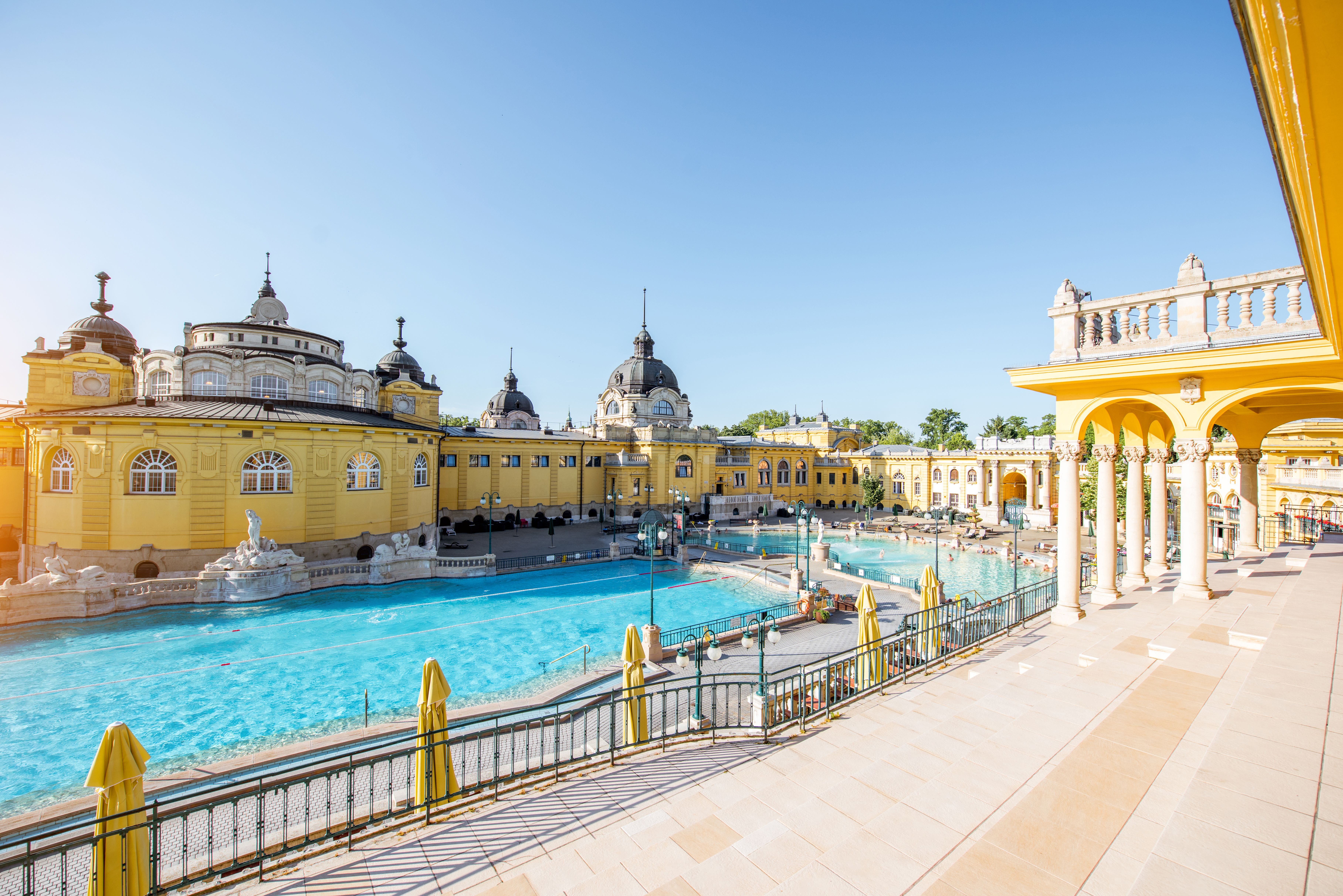 A view of the thermal spa at Szechenyi baths in Budapest