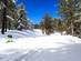 Skiers on snow covered slopes in the Troodos mountain range in Cyprus