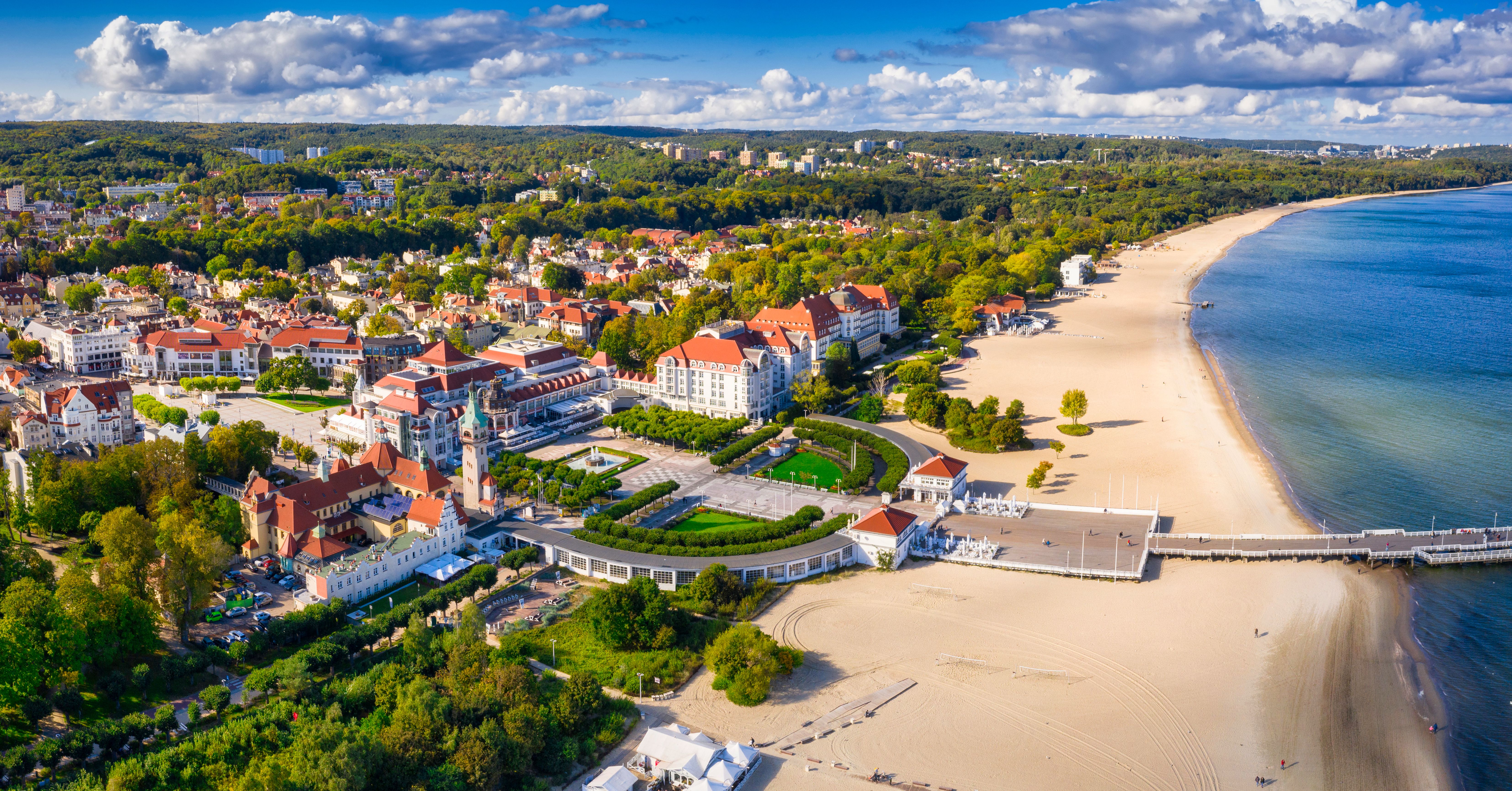 A view of Sopot beach and pier on the Baltic Coast in Poland