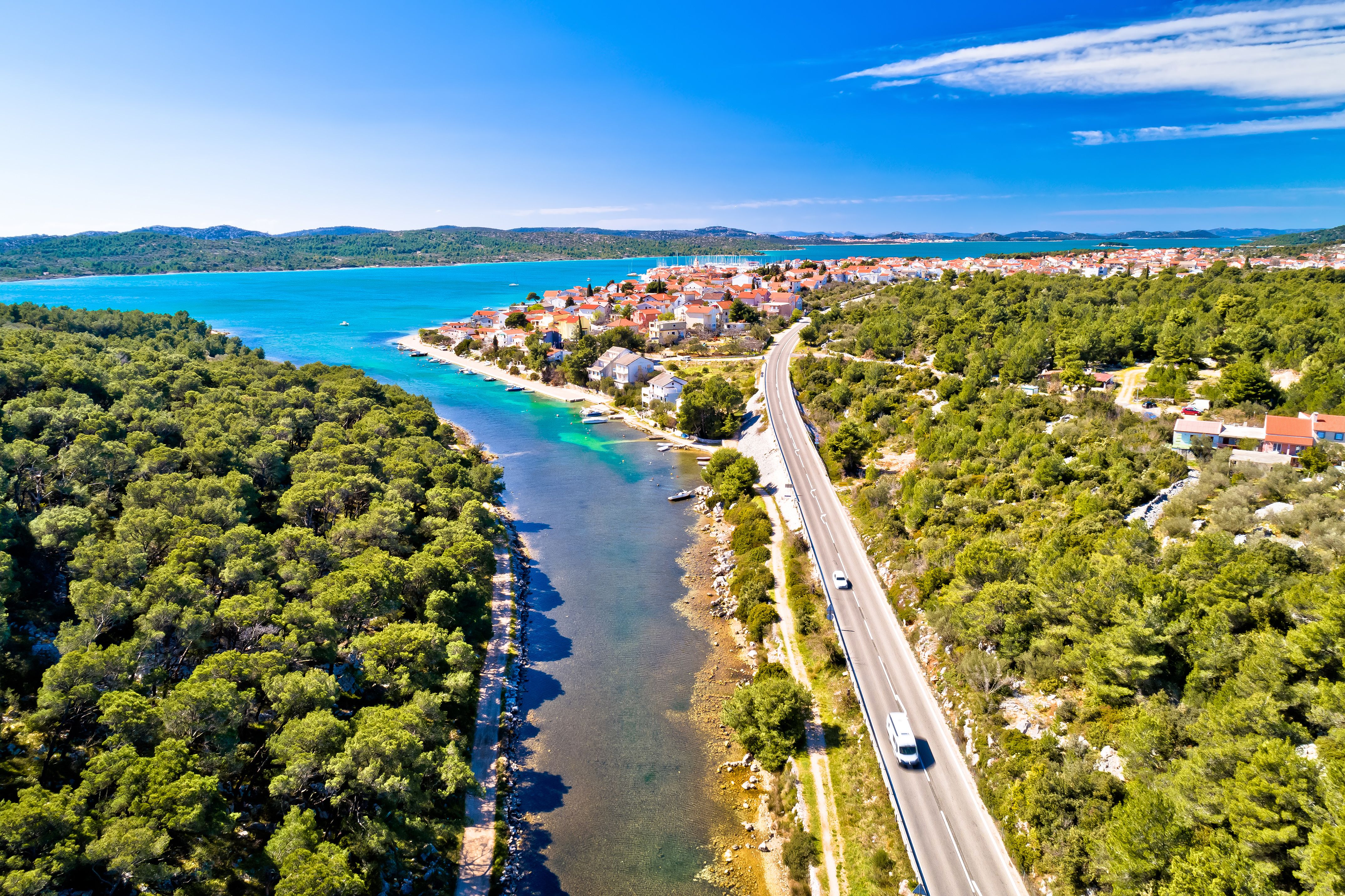 A view of the Adriatic main road in the Dalmatia region of Croatia