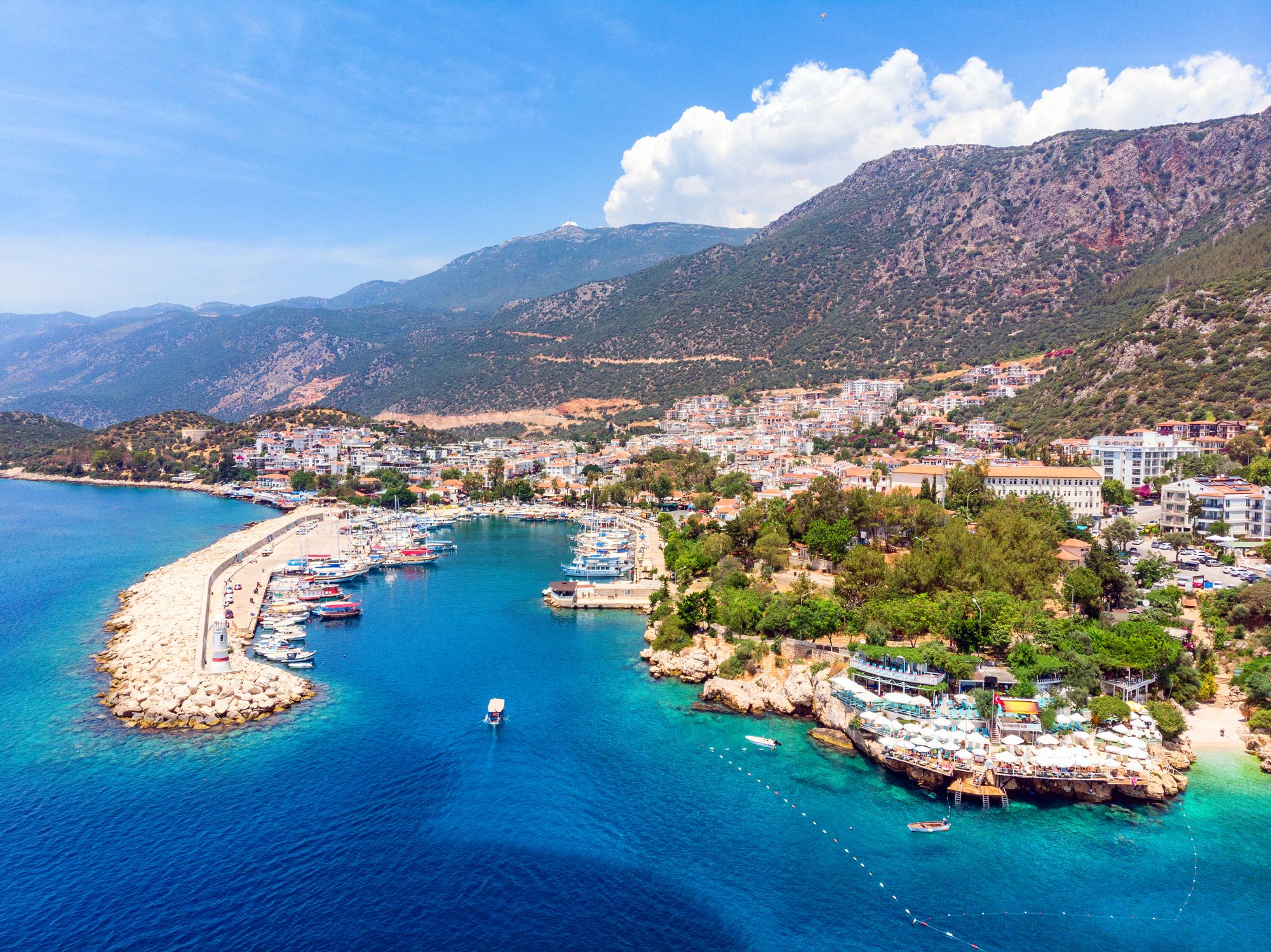 Aerial view of Kaş town in Antalya