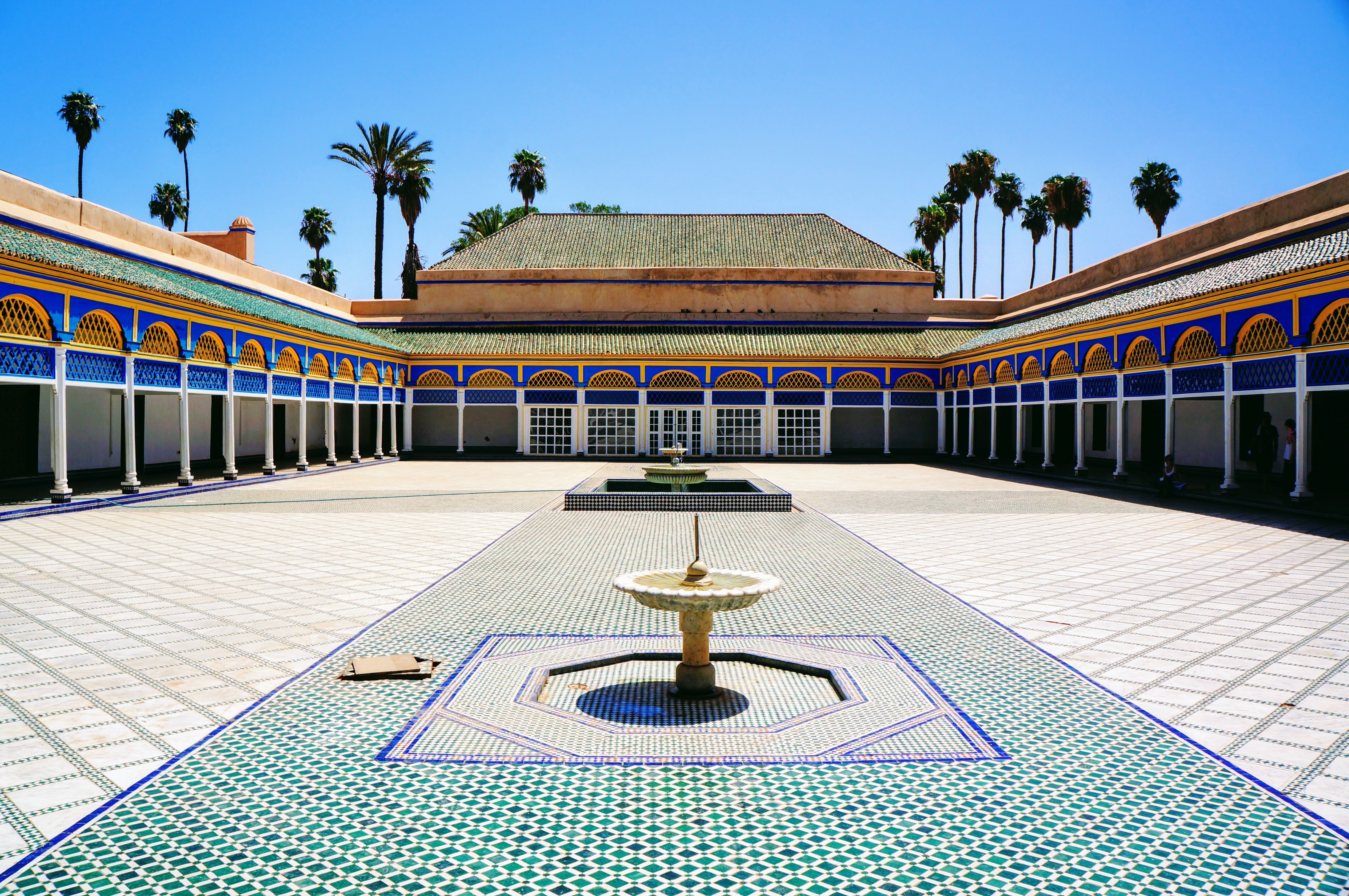 The interior courtyard of Bahia Palace in Marrakesh, Morocco