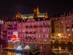Christmas lights in the city centre of Metz in France with a floating Santa illumination