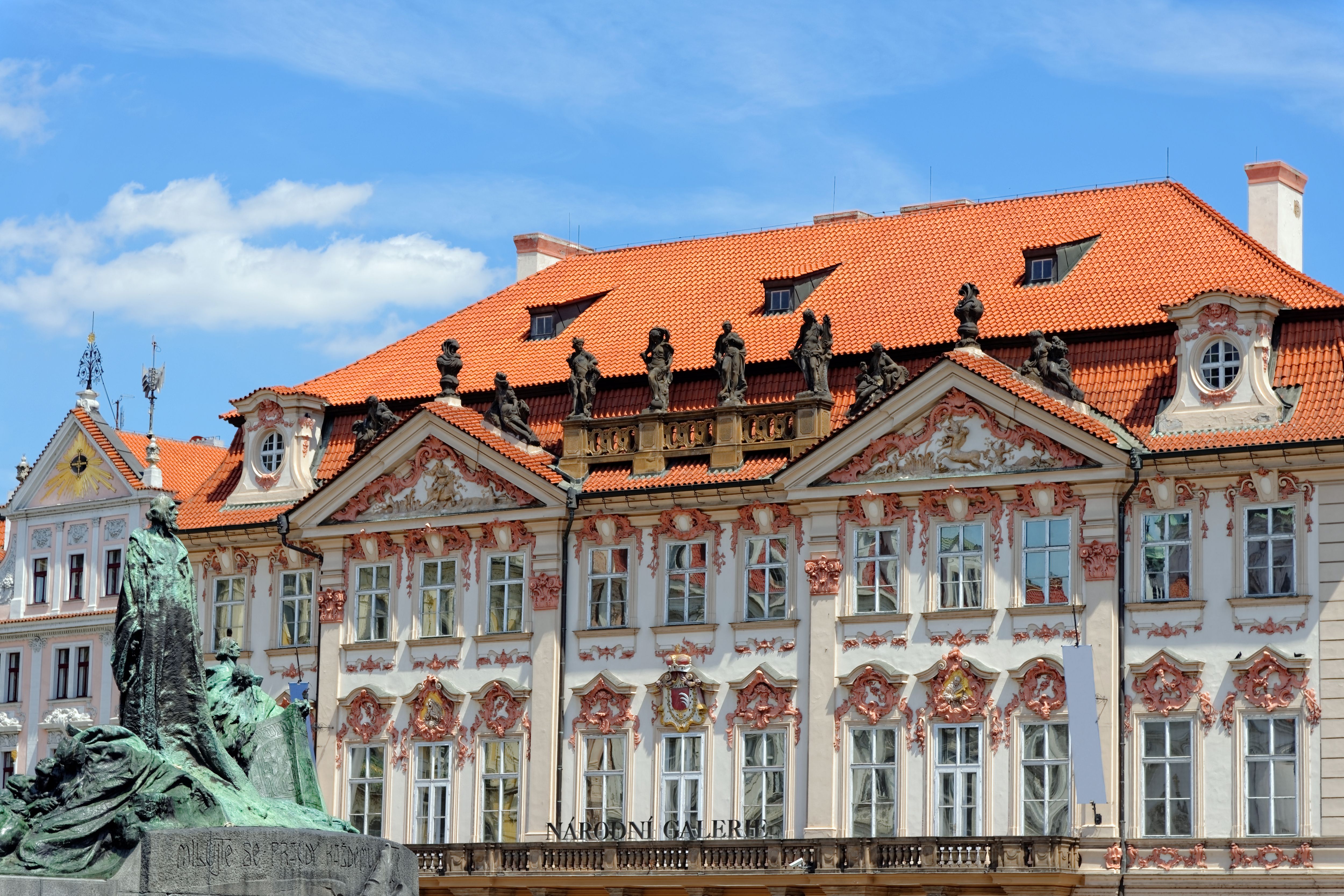 Close up view of the National Gallery in Old Town Square in Prague, Czech Republic