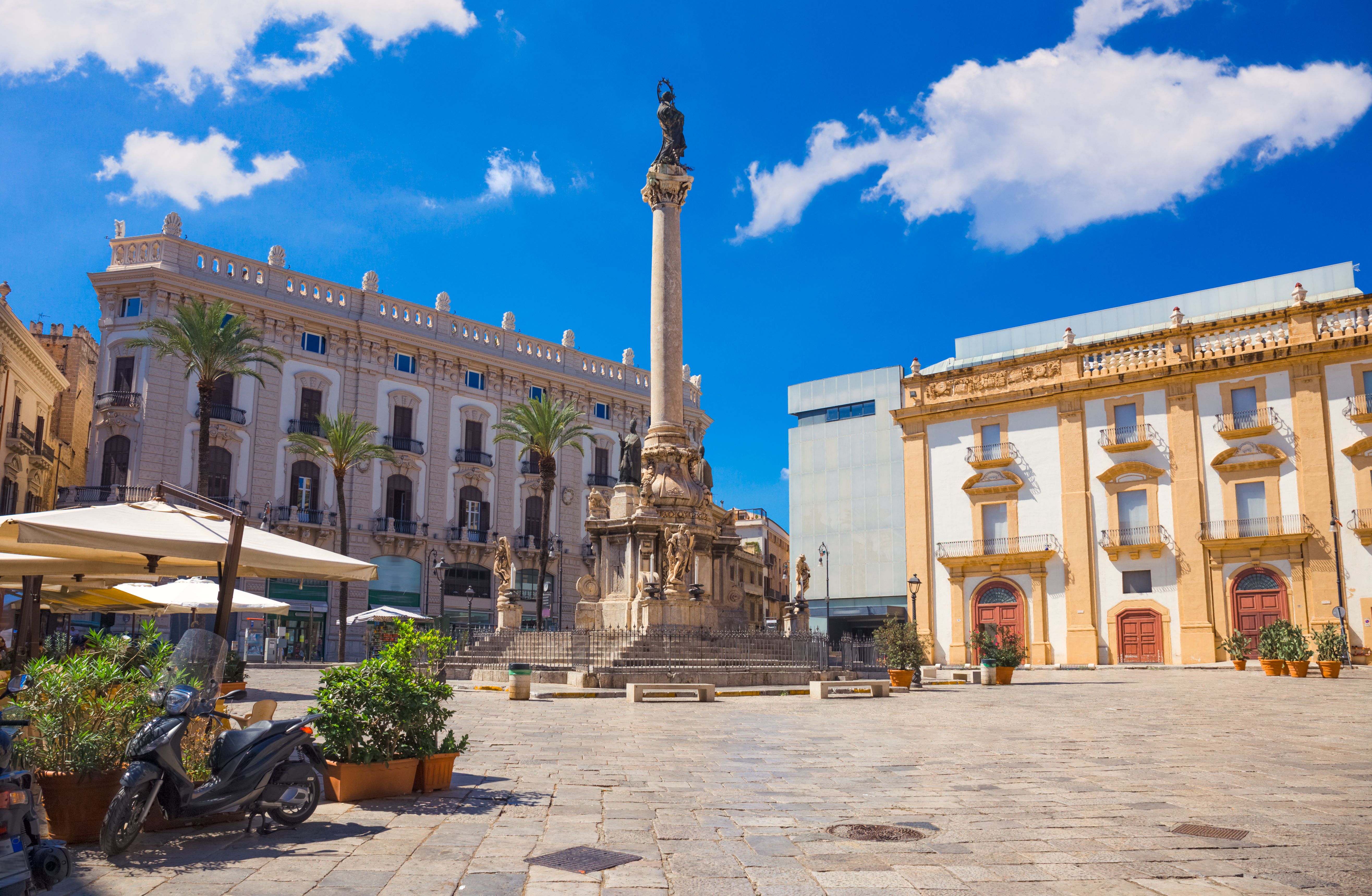 Saint Domenico square (Piazza San Domenico) in Palermo, Sicily, Italy