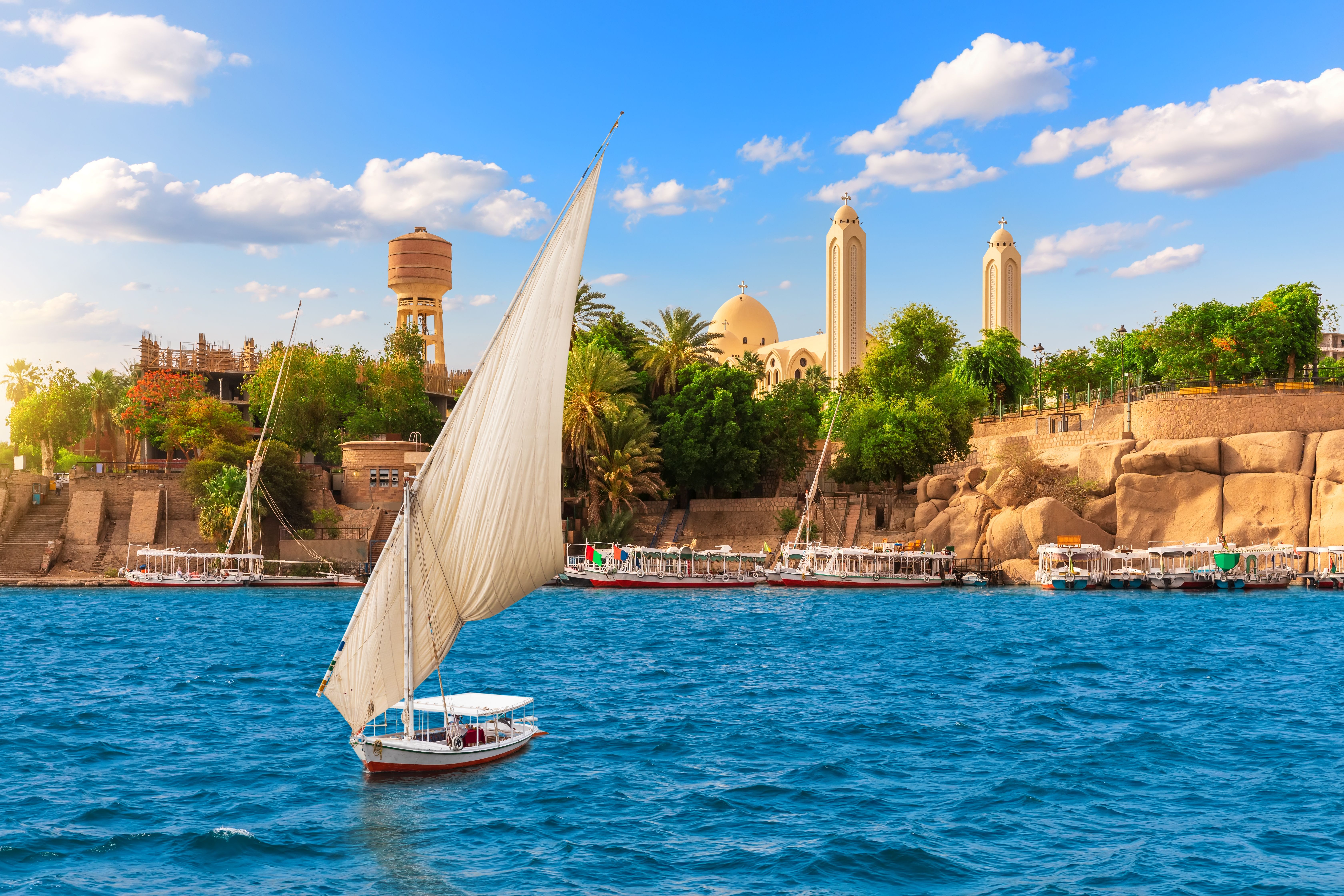 A traditional sailboat on the River Nile in Egypt