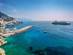 A clear sunny day showing a cruise liner just off the coast of Salerno on the Amalfi coast in Italy