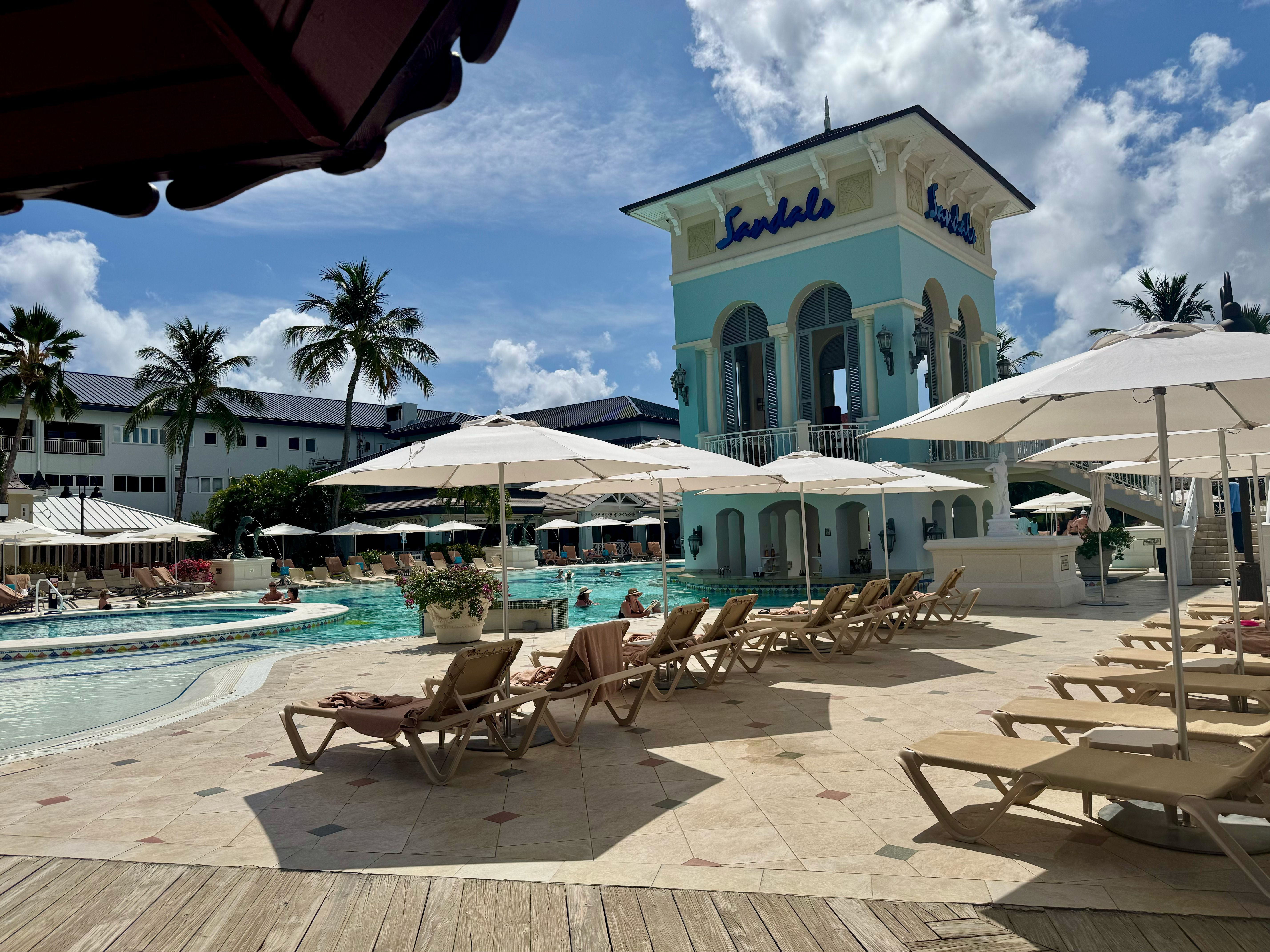 View of the pool area at Sandals Grande St. Lucian in Saint Lucia