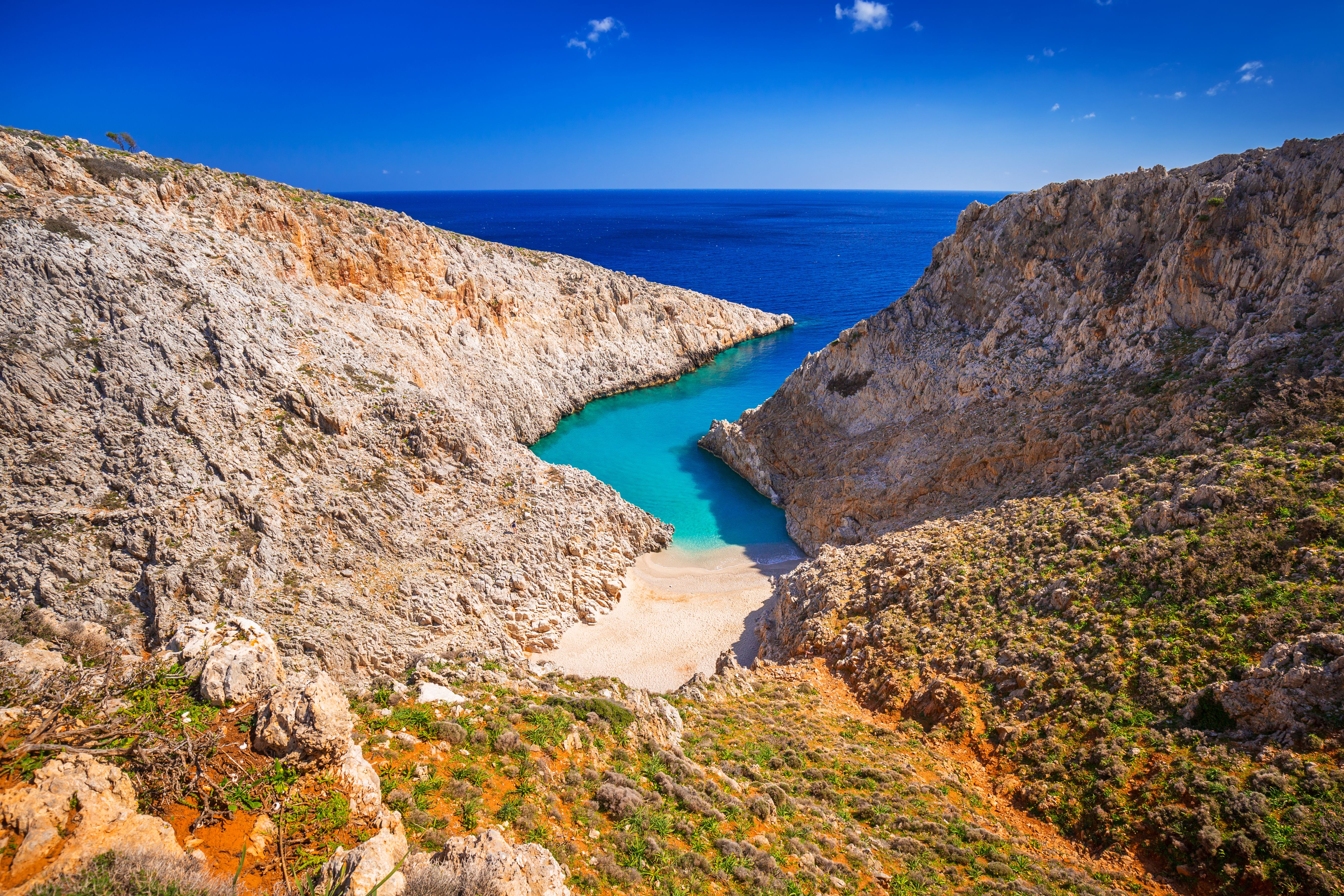 A view of Seitan limania beach (Stefanou Beach) in Crete, Greece