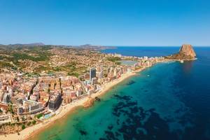 An aerial view of Calpe city and coastline in Costa Blanca, Spain