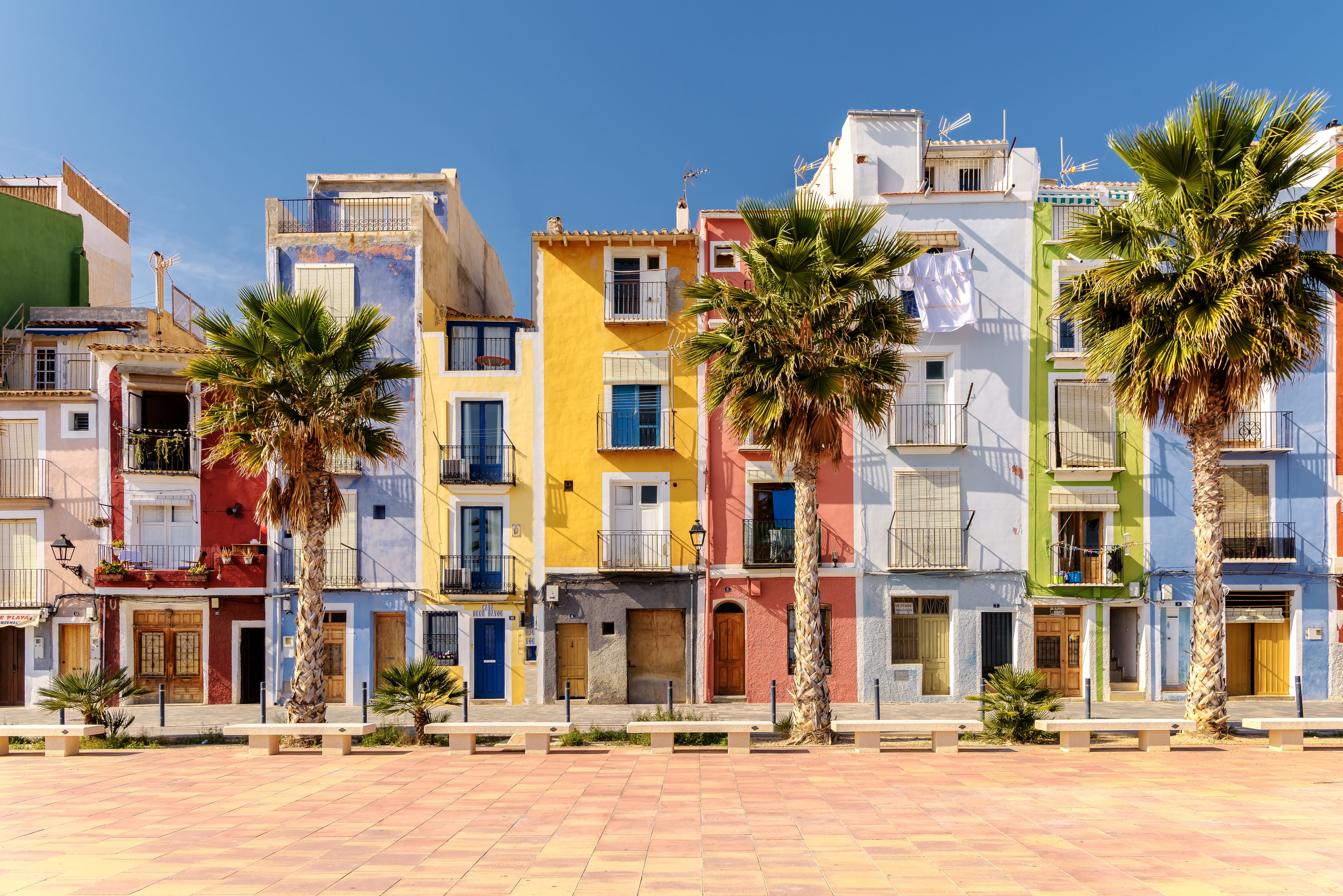 Colourful houses in the seaside town of Villajoyosa in Costa Blanca