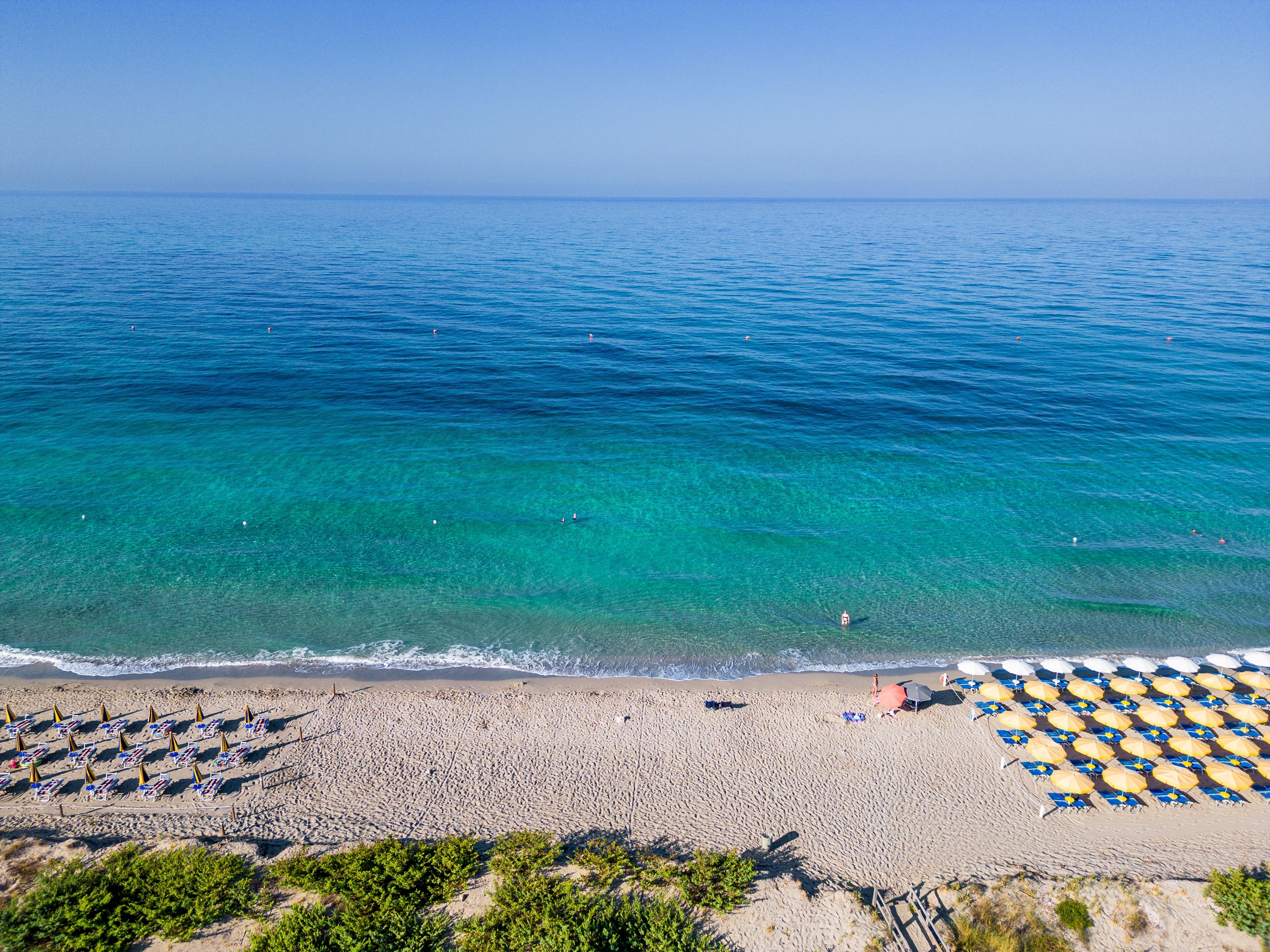 Aerial view of Pescoluse beach in Puglia, Italy
