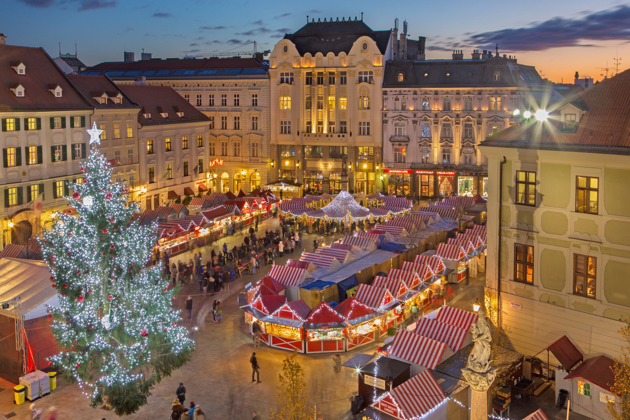 Christmas market on the Main square in Bratislava, Slovakia