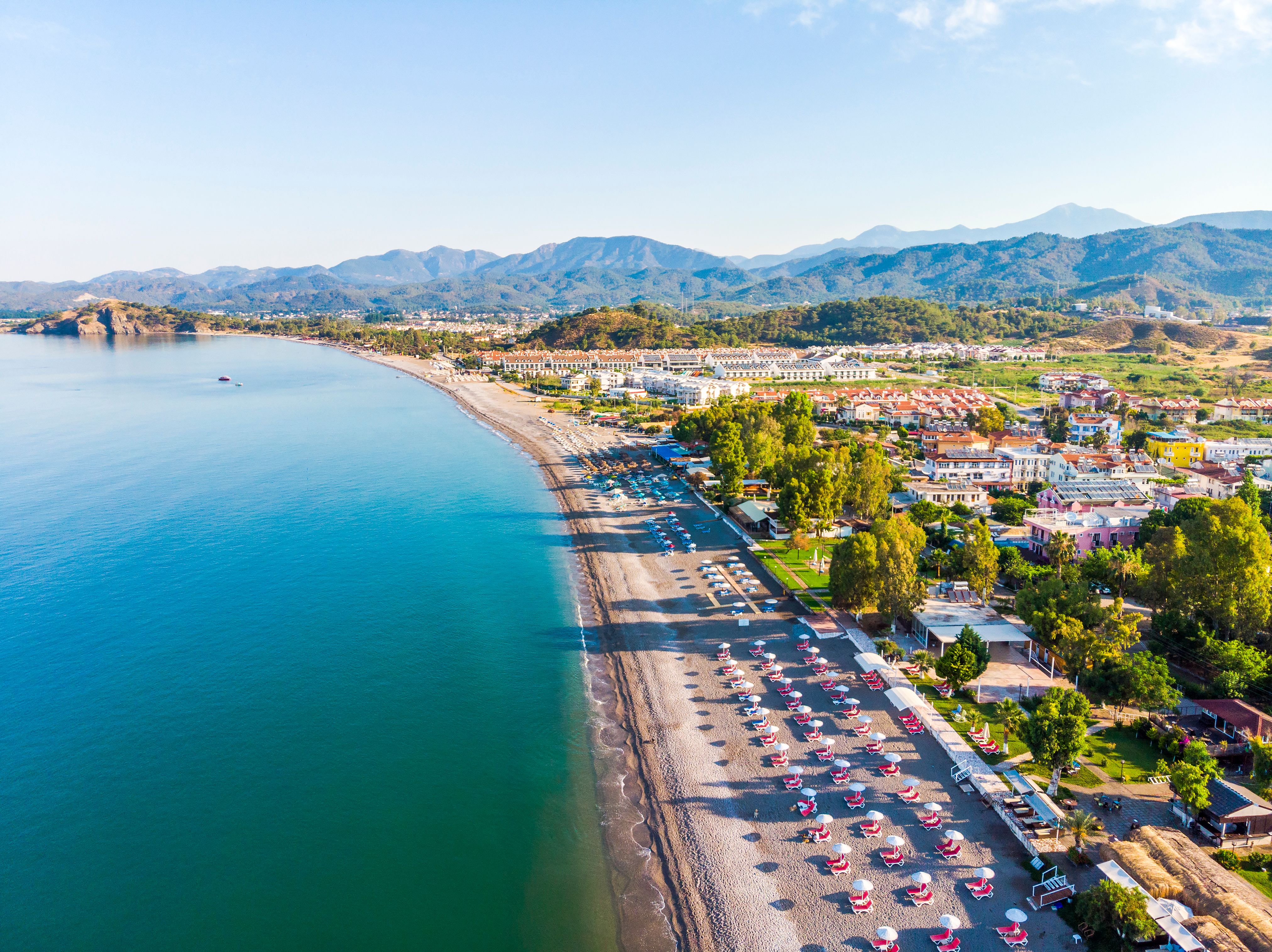 Aerial view of Calis beach in Fethiye, Turkey