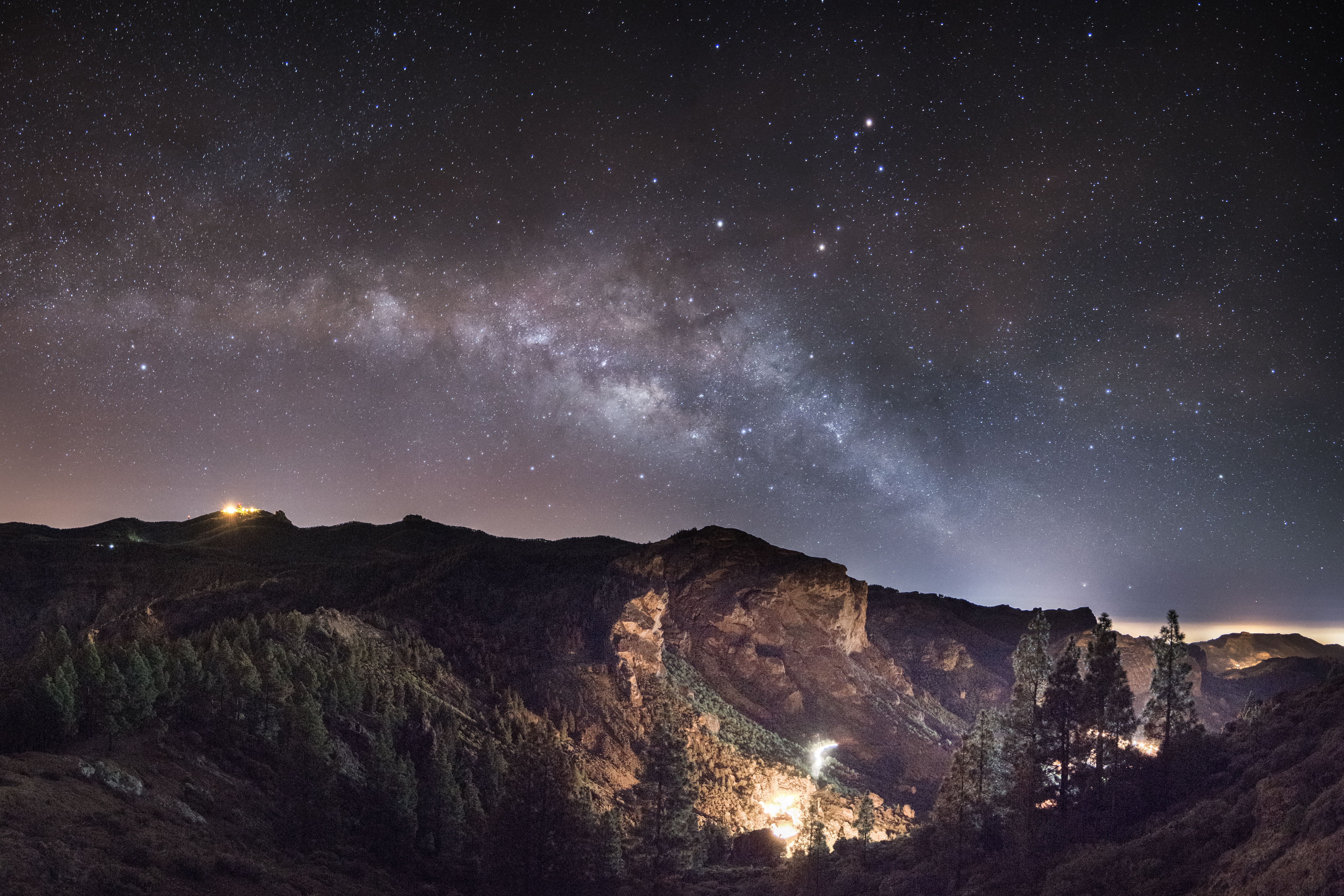 A starry night sky in the mountains of Gran Canaria