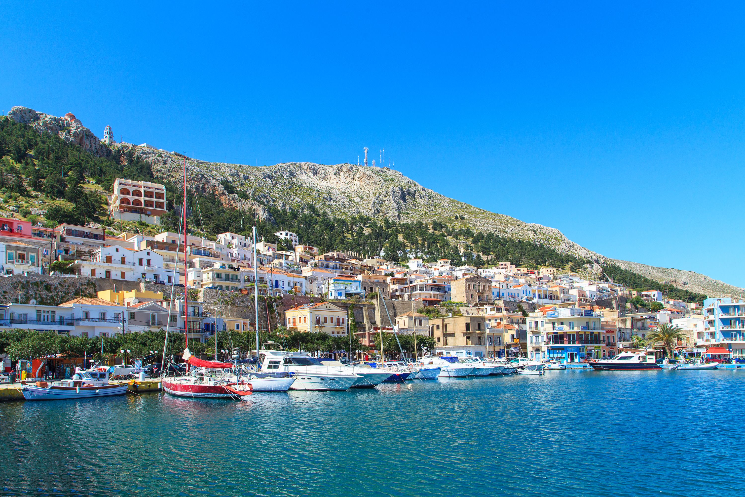 A view Kalymnos port in Greece