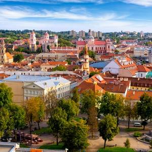 Aerial view of the old town in Vilnius