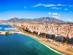 Aerial view of Fuengirola city beach and marina