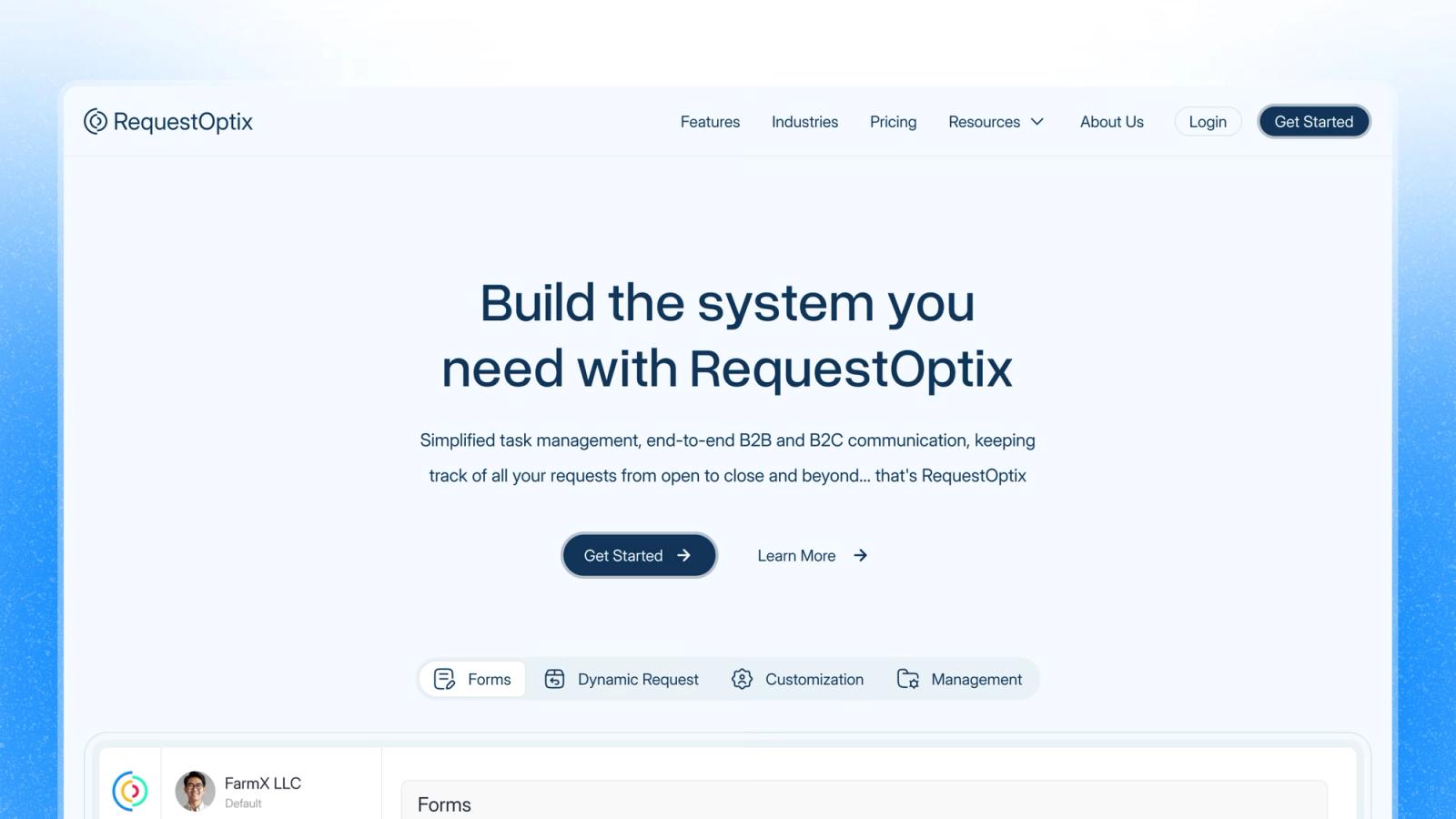 RequestOptix — Software de mentenanță și cereri interne