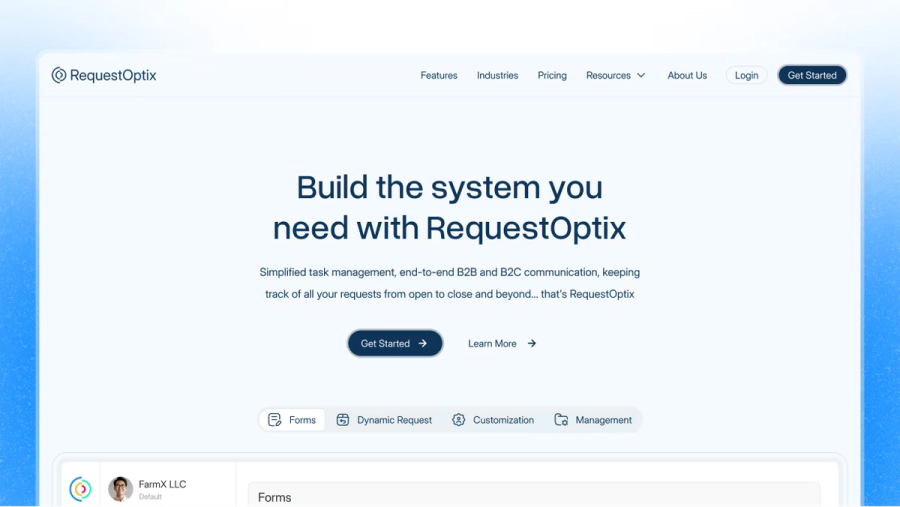 RequestOptix — Software de mentenanță și cereri interne