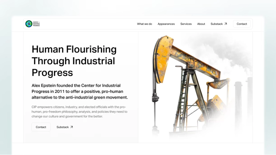 Center for Industrial Progress — Site-hub pentru o organizație de politici energetice