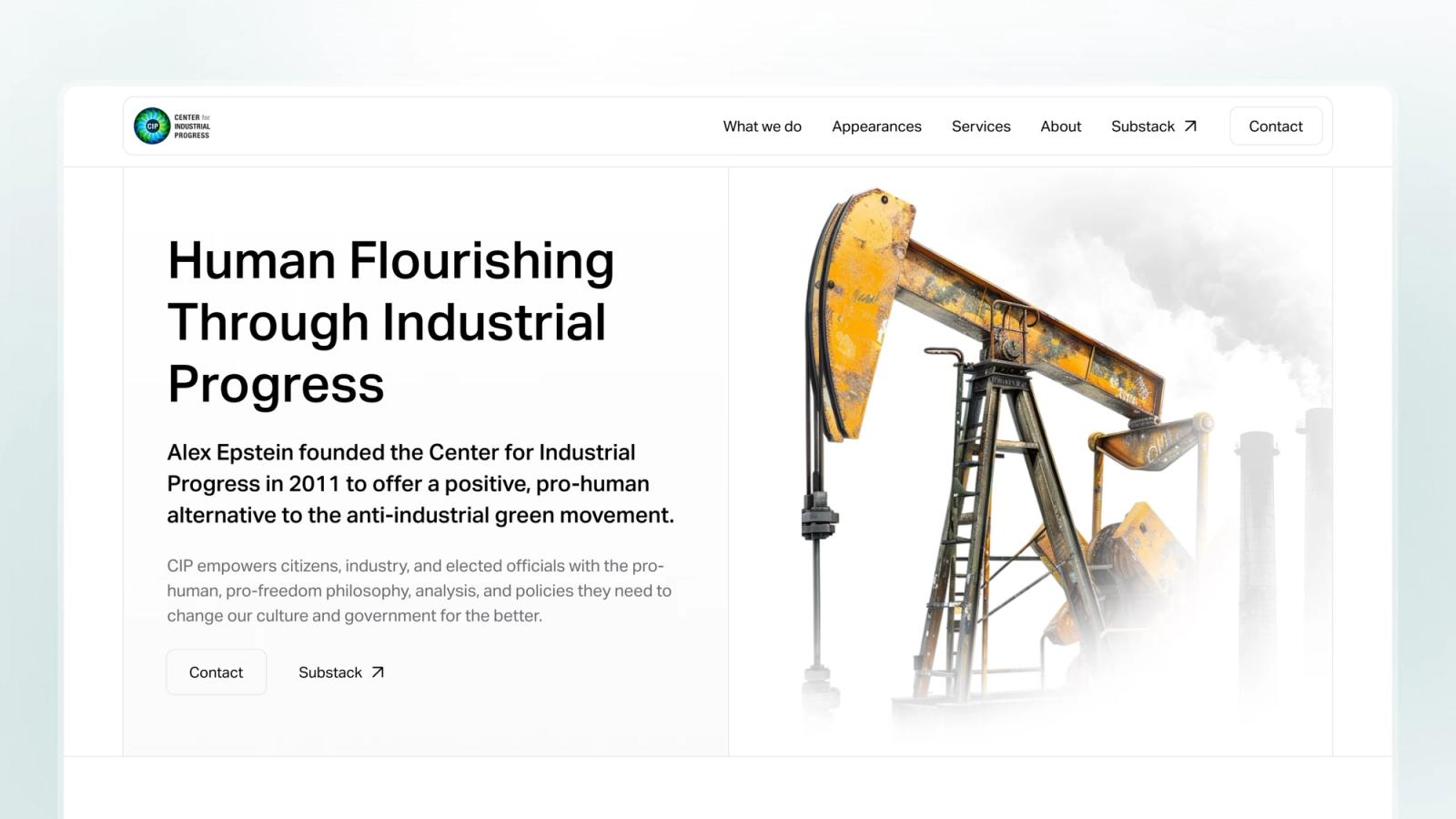 Center for Industrial Progress — Site-hub pentru o organizație de politici energetice
