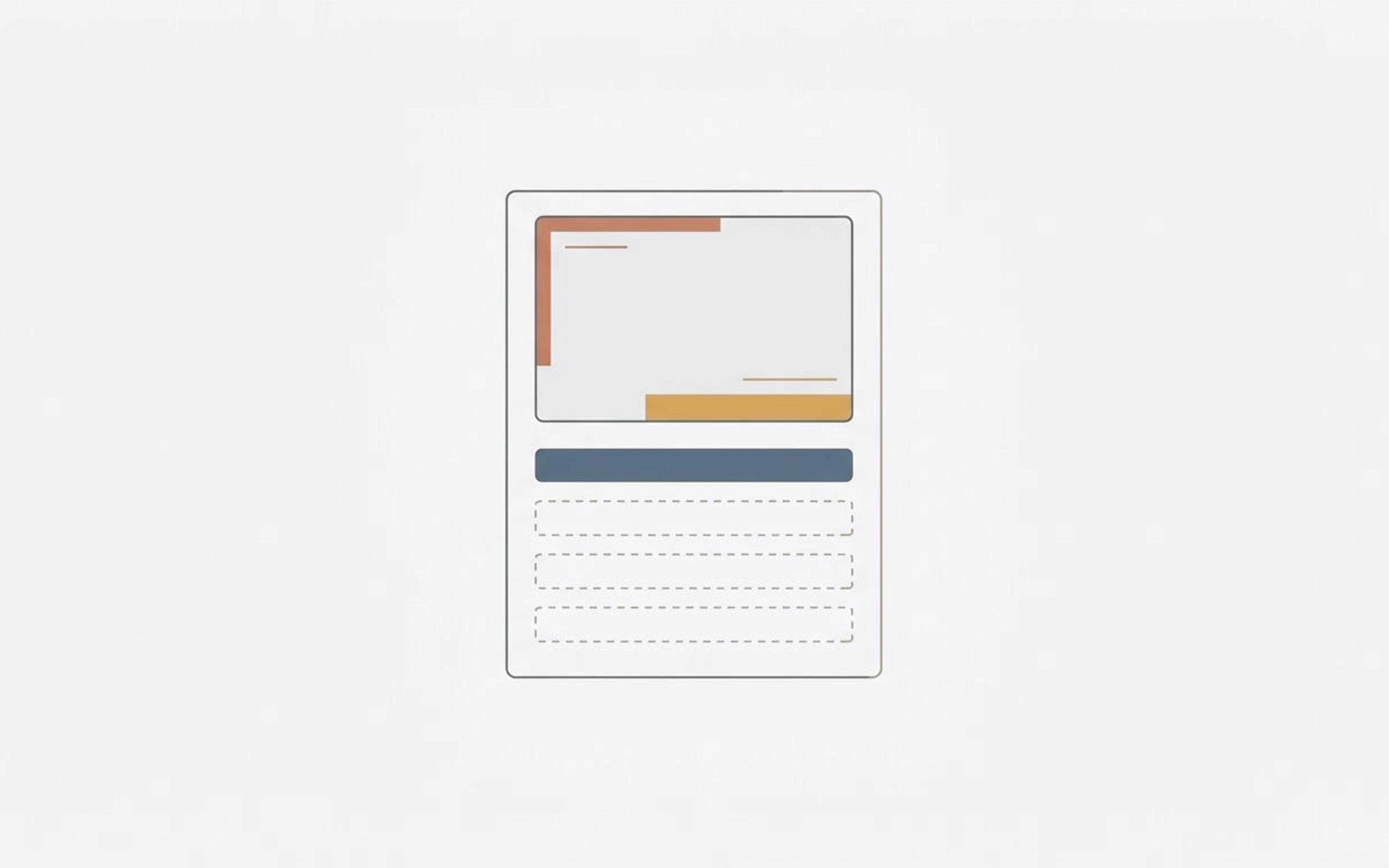 Illustration of a product page card with one detail row filled in and the rest left empty