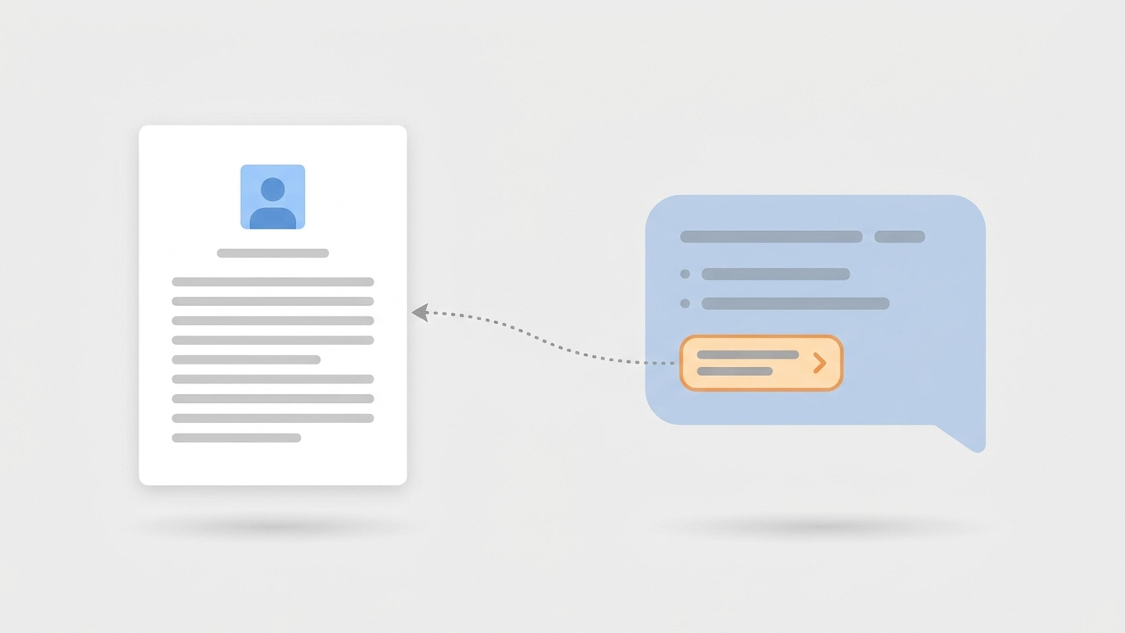 A long article card next to an AI chat answer whose source link points back to the article.