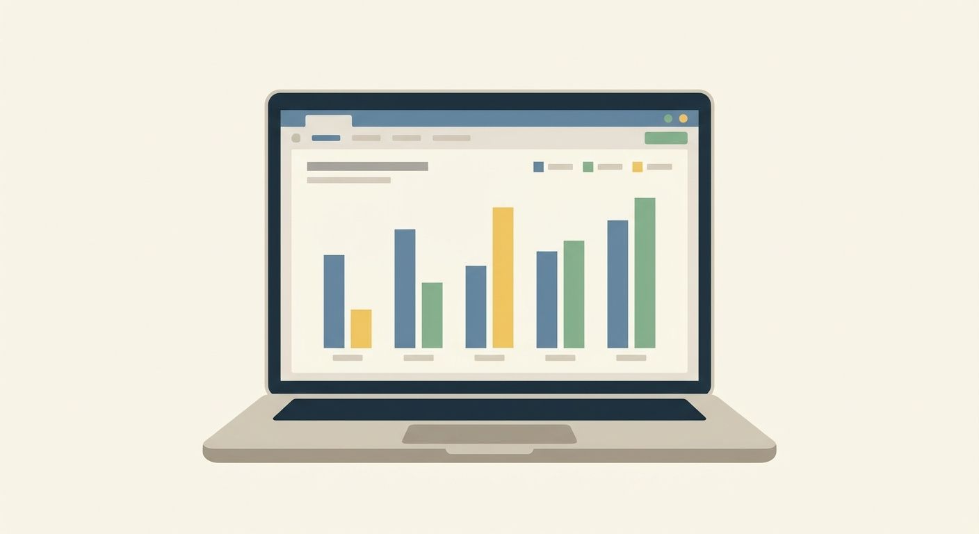 Illustration of a laptop displaying an audit report chart