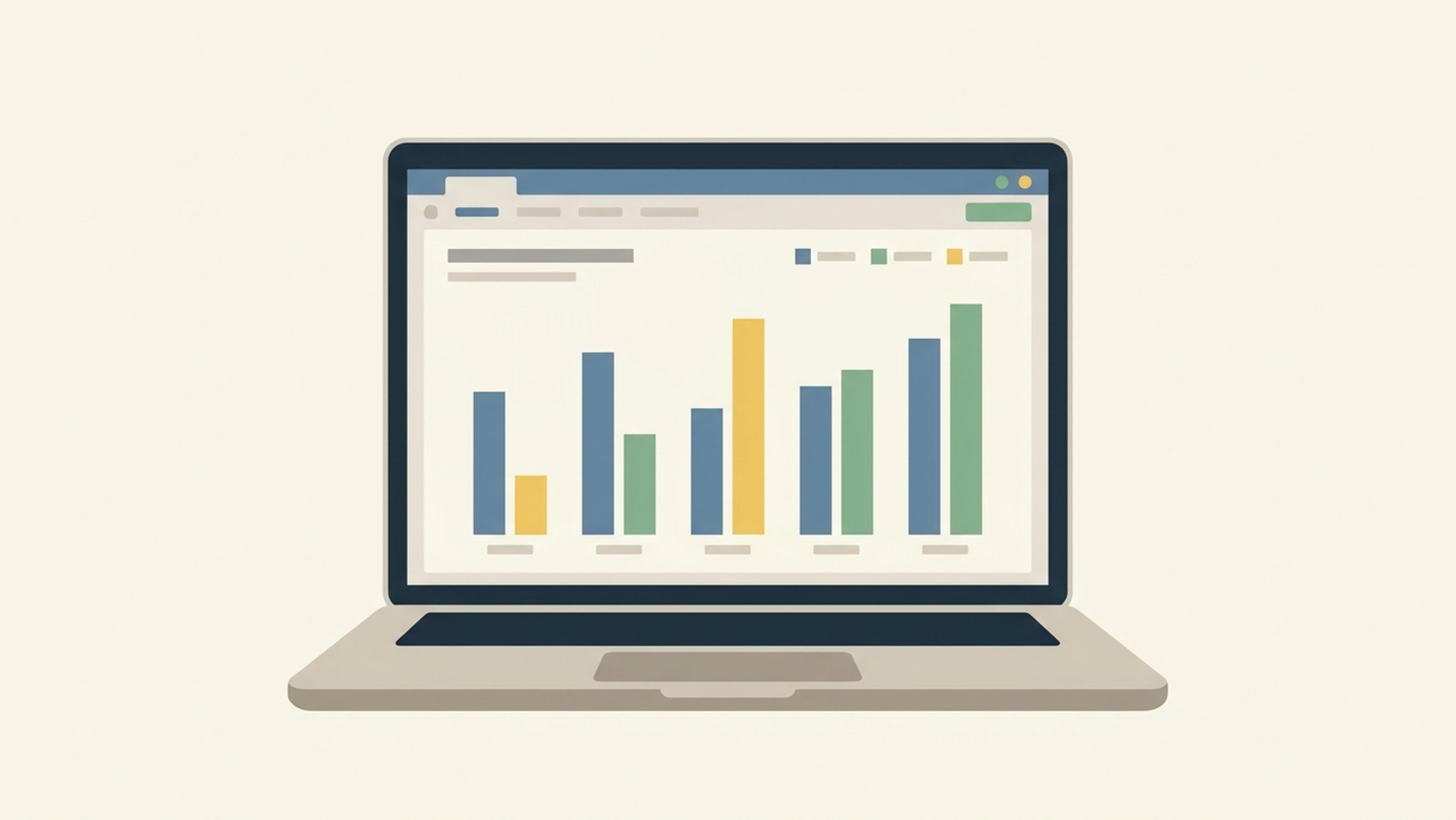 Illustration of a laptop displaying an audit report chart