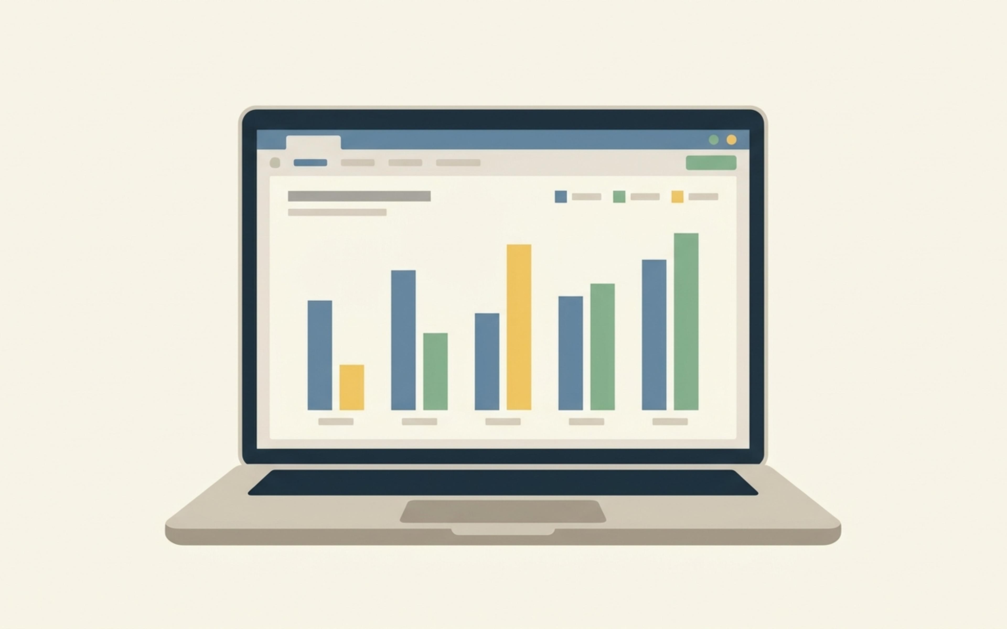 Illustration of a laptop displaying an audit report chart
