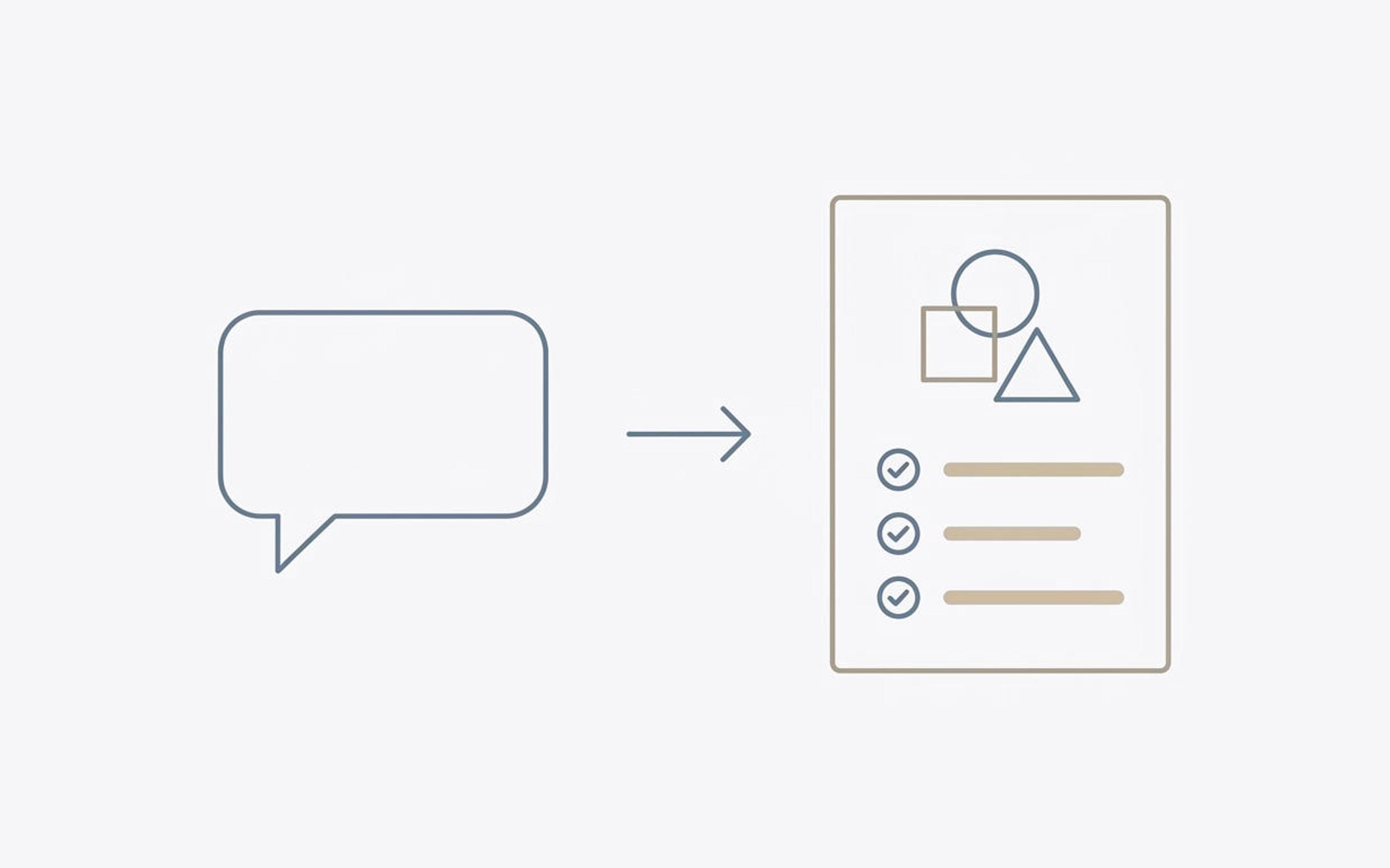 Illustration of a chat bubble with an arrow leading to a product page card