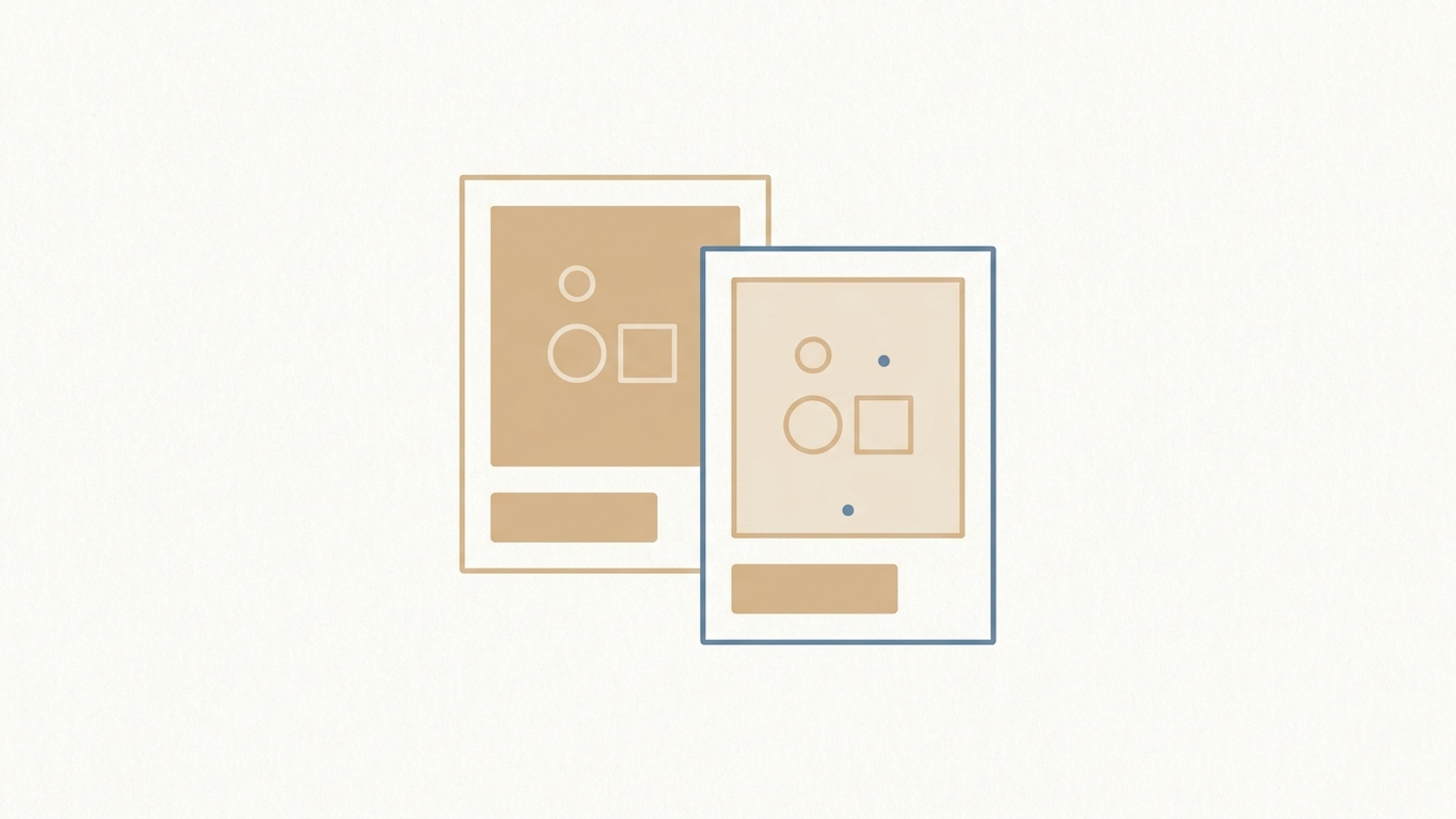 Illustration of two similar product cards side by side, one lifted forward as if chosen