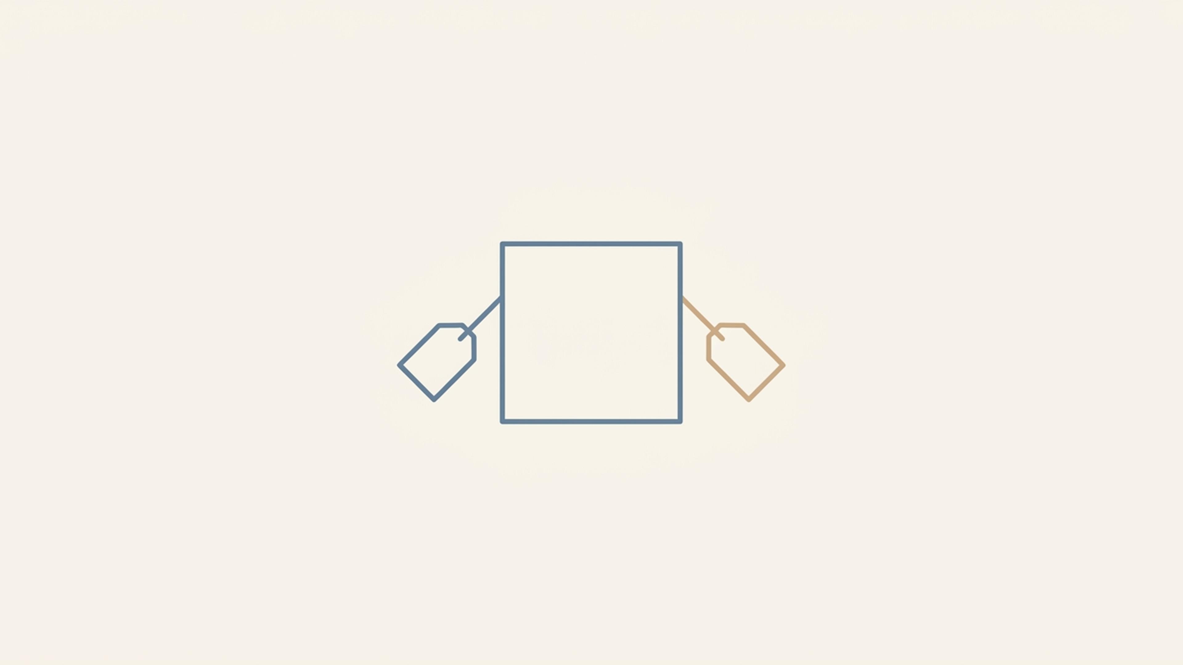 Illustration of one box with two identical tags attached, one on each side
