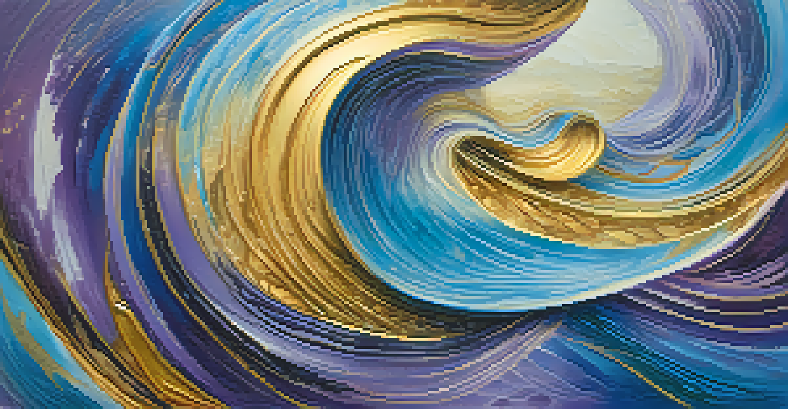 An abstract image depicting a journey of self-discovery with swirling colors representing emotions and insights.