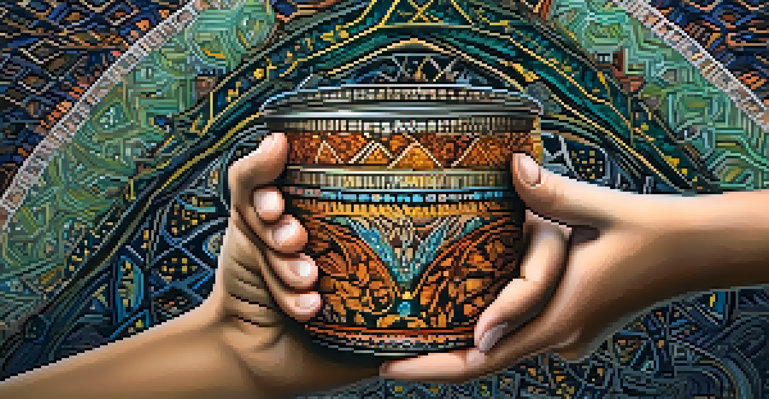 A close-up of a ceremonial cup with ayahuasca brew held by a person, surrounded by a blurred natural background.