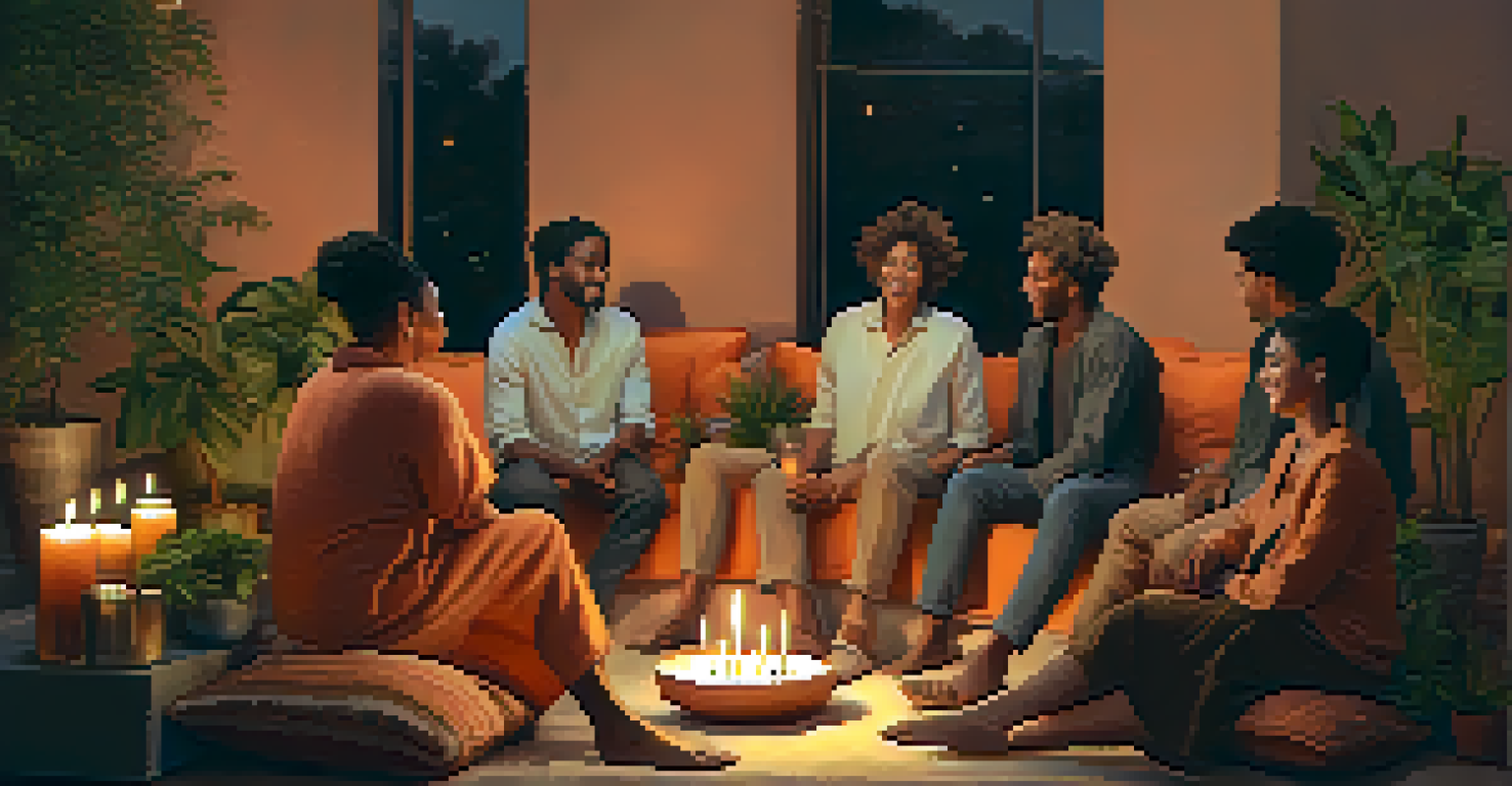 A group of participants sharing their experiences in a cozy post-ceremony circle.