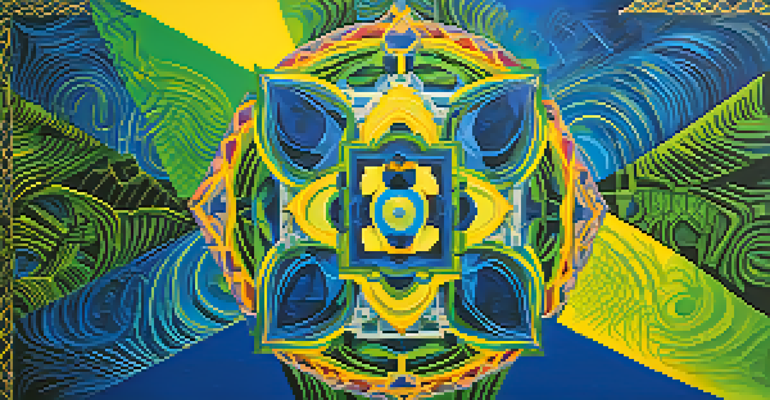 An abstract artwork depicting vibrant geometric patterns and colors inspired by Ayahuasca experiences.