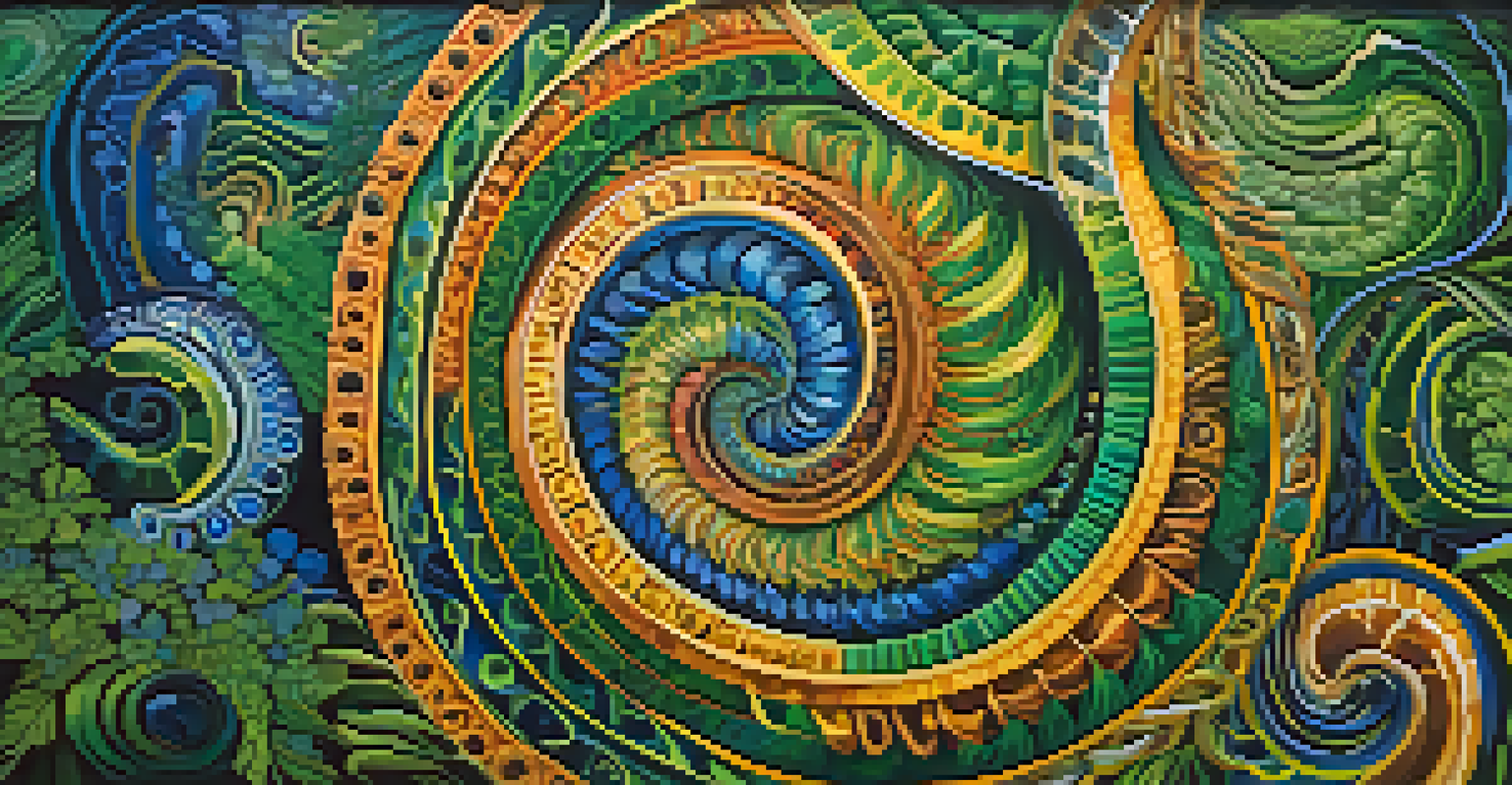 A vibrant abstract image showcasing swirling patterns representing visions from ayahuasca ceremonies.