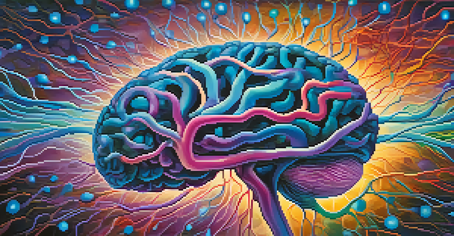 An abstract image of a brain with glowing neural pathways, surrounded by plants, symbolizing neuroplasticity and healing.