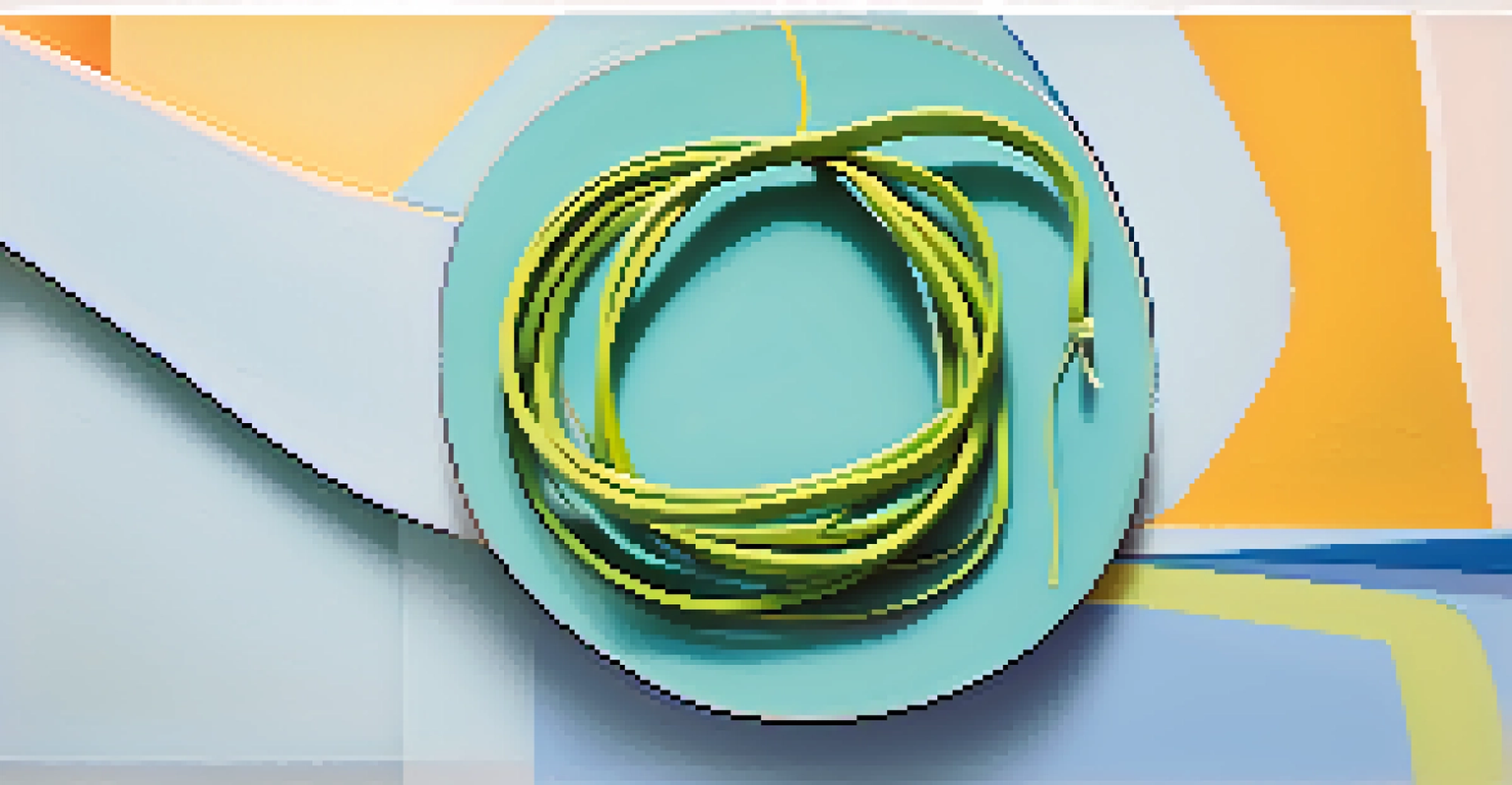 An abstract image of a colorful rubber band stretched, symbolizing emotional resilience against a calm blue and green background.
