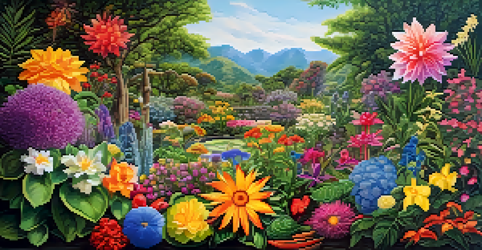 A colorful garden filled with blooming flowers, symbolizing personal growth and emotional healing.