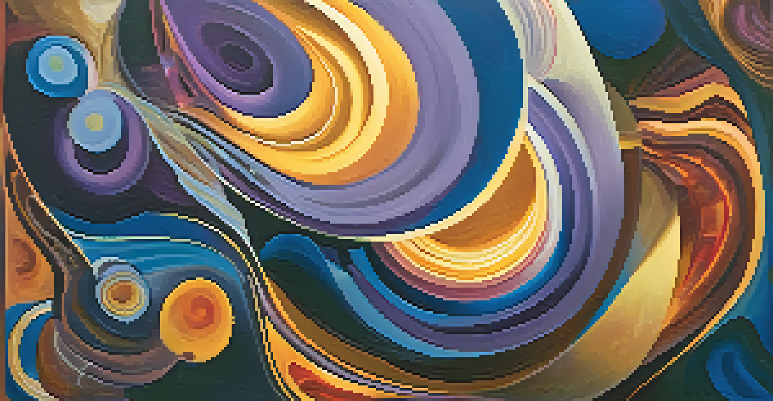 An abstract artwork depicting emotional healing, with swirling colors and shapes representing transformation and renewal.