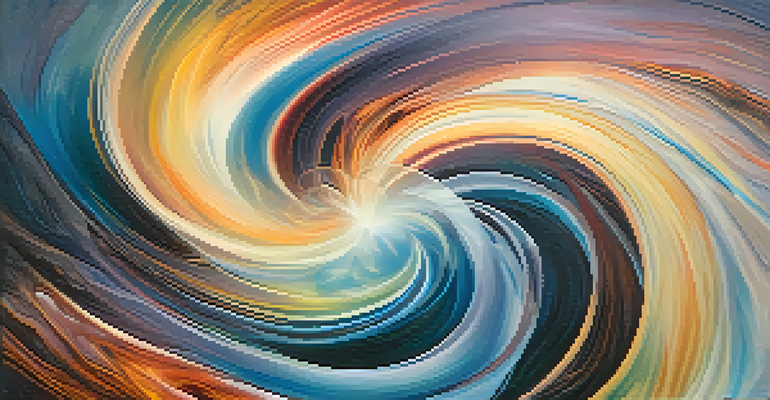 An abstract image with swirling colors and shapes representing a dream state, symbolizing unity and connection to the universe.