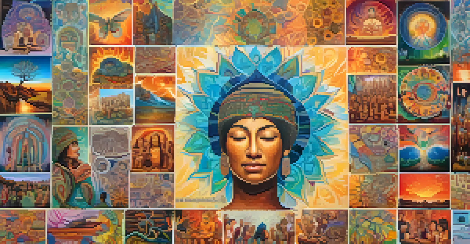 A colorful collage of social media posts about Ayahuasca experiences, featuring images and quotes that highlight healing and transformation.