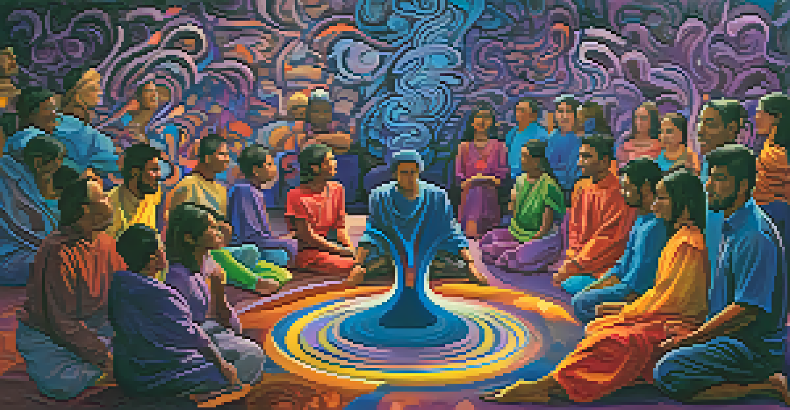 An abstract swirl of colors representing the emotions experienced during an Ayahuasca ceremony.