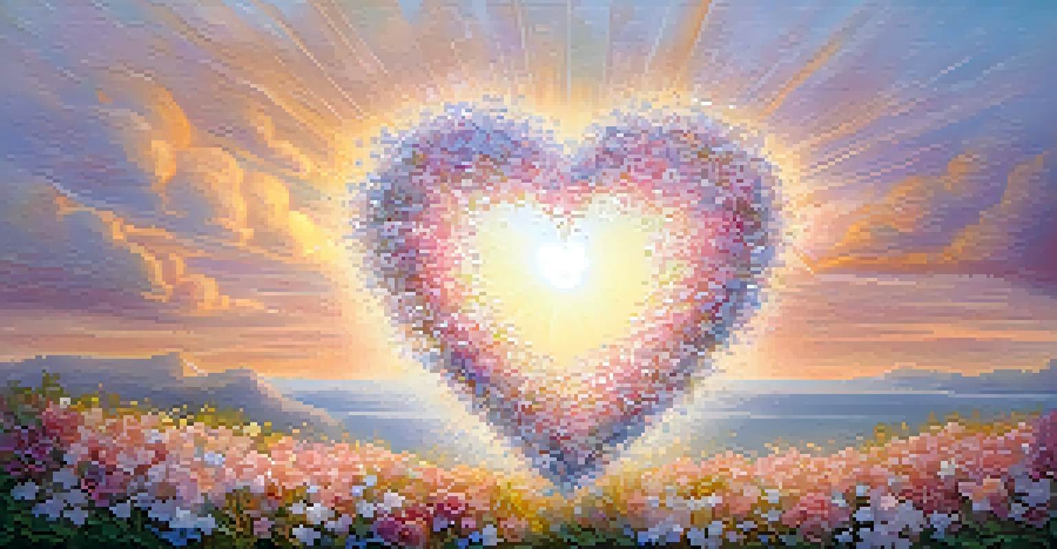 An abstract image of a shattered glass heart surrounded by flowers and soft pastel colors, representing forgiveness and healing.