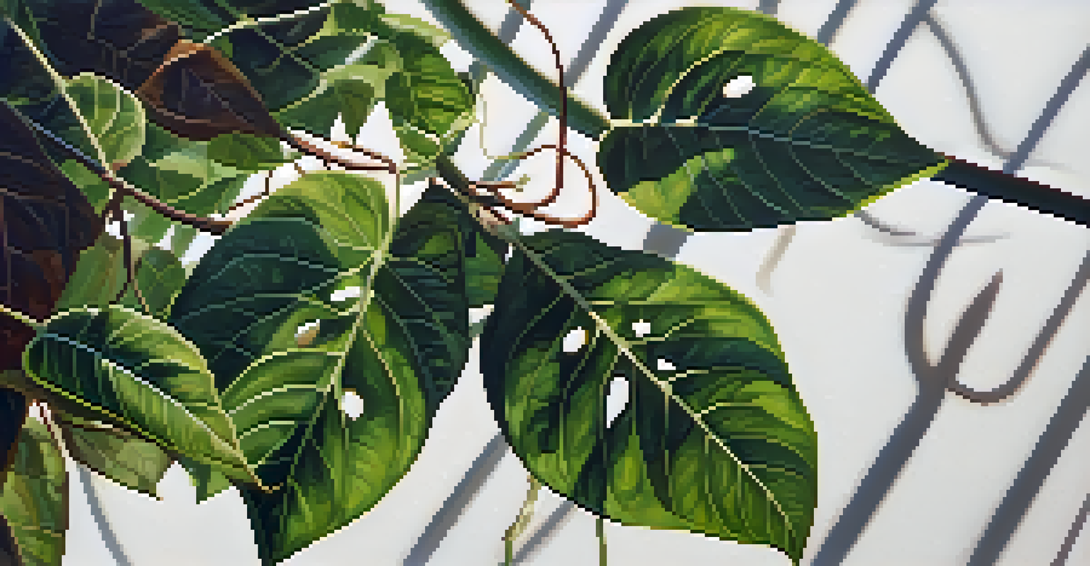 A close-up of Psychotria viridis leaves and Banisteriopsis caapi vine, focusing on their textures and colors.