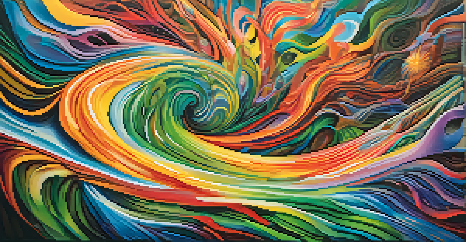An abstract image representing emotional healing with vibrant colors and fluid shapes.