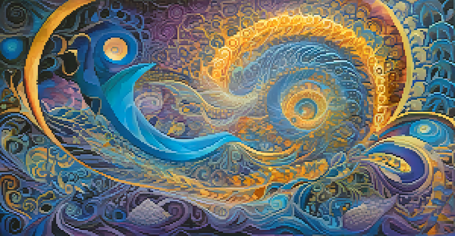 An abstract image depicting colorful visions and patterns, symbolizing the Ayahuasca experience.